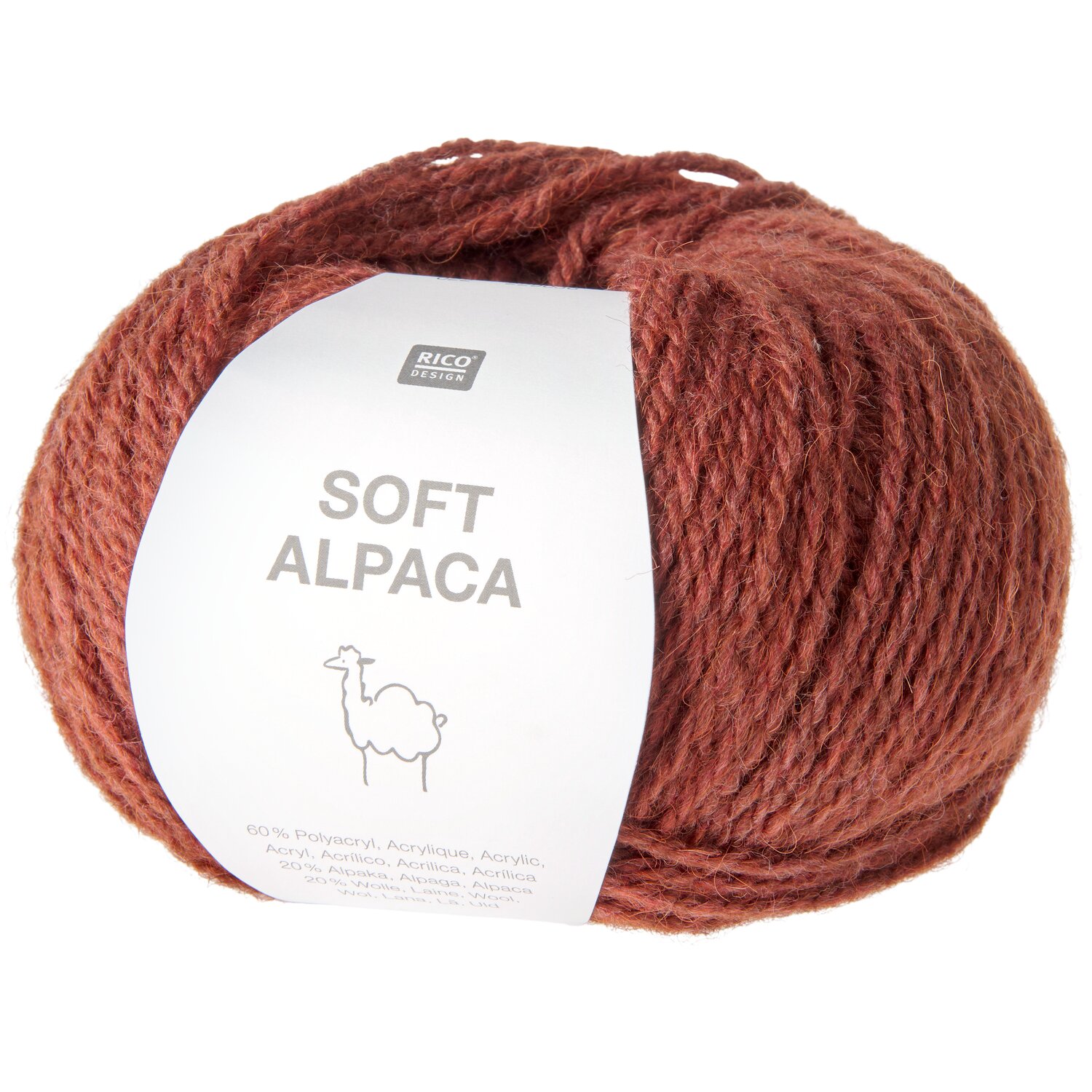 Soft Alpaca, weinrote Wolle von Rico Design, 50g 125m, ideal für Strickprojekte.