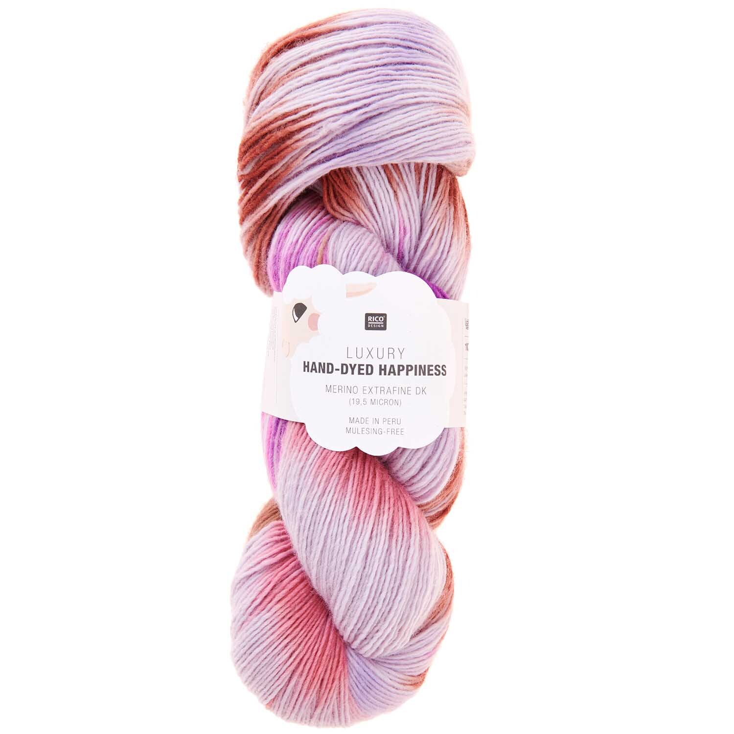 Luxury Hand-Dyed Happiness dk: Weiches, handgefärbtes Garn in Violett von Rico Design, 100g, 390m.