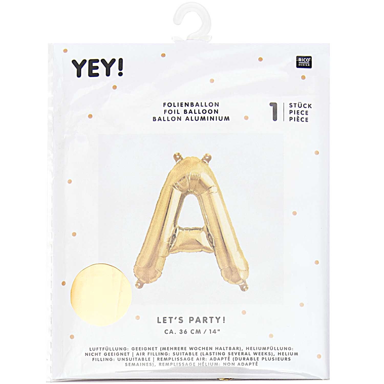 Folienballon Buchstabe gold 36cm von Rico Design