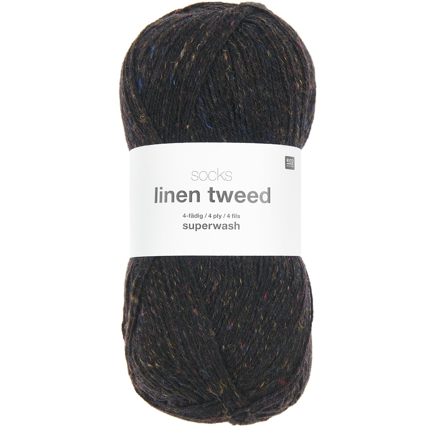 Socks Linen Tweed 4-fädig 100g 420m Farbe Schwarz von Rico Design