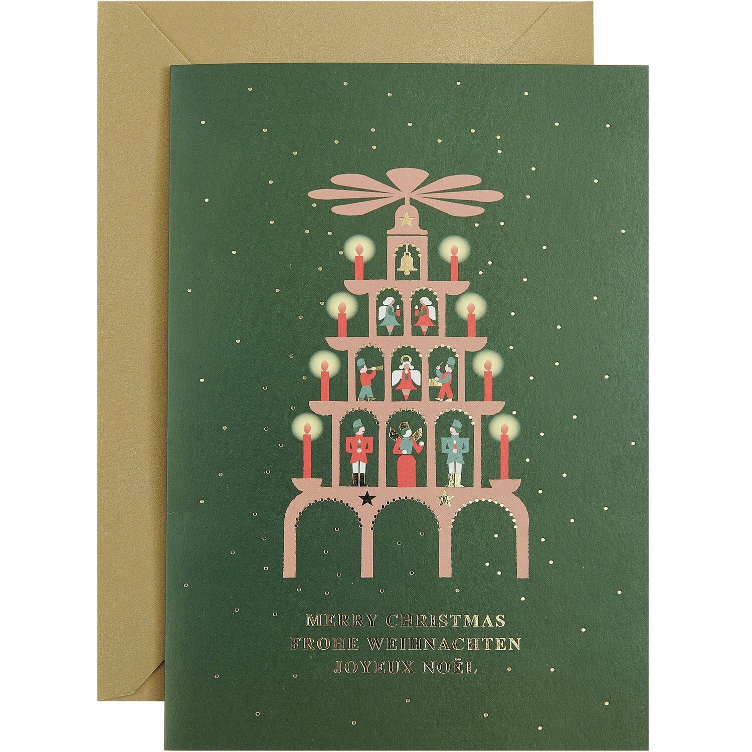 Kartenset Weihnachtspyramide: Festliche Karte mit Pyramidenmotiv und Kerzen von Rico Design.