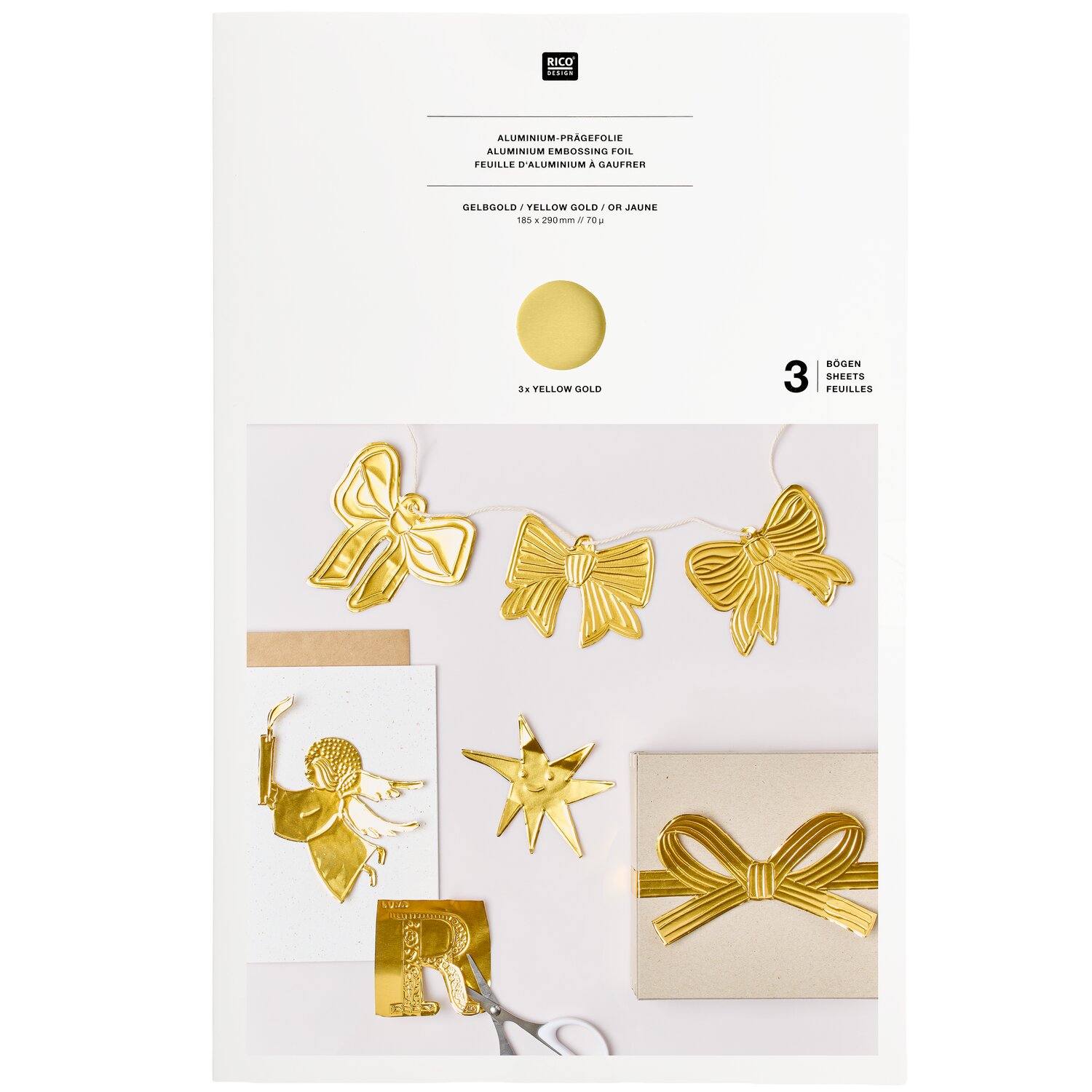 Prägefolie 3 Stück Farbe Gelbgold von Rico Design