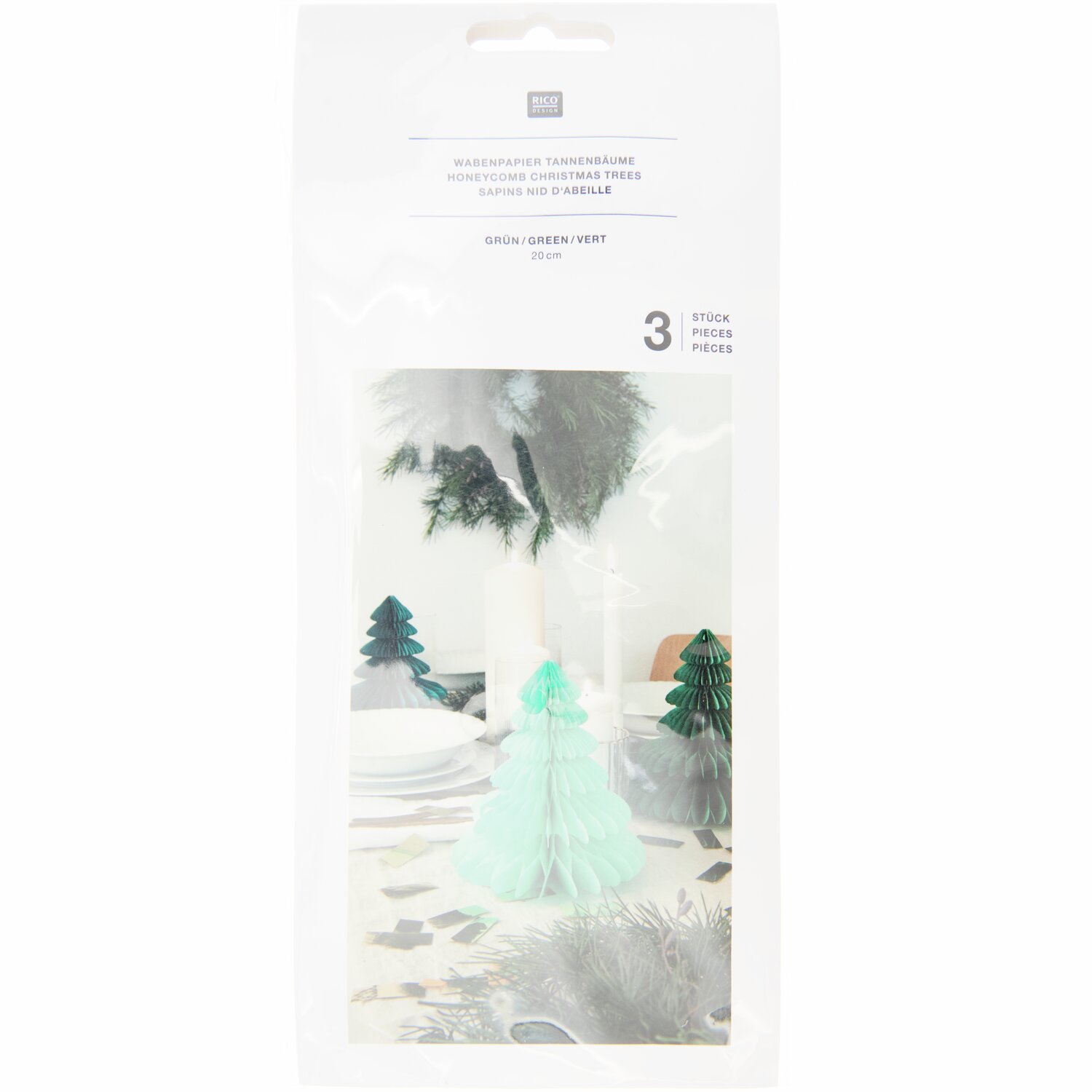 Wabenpapier Tannenbäume 20cm 3 Stück Wabenpapier Tannenbäume 20cm 3 Stück