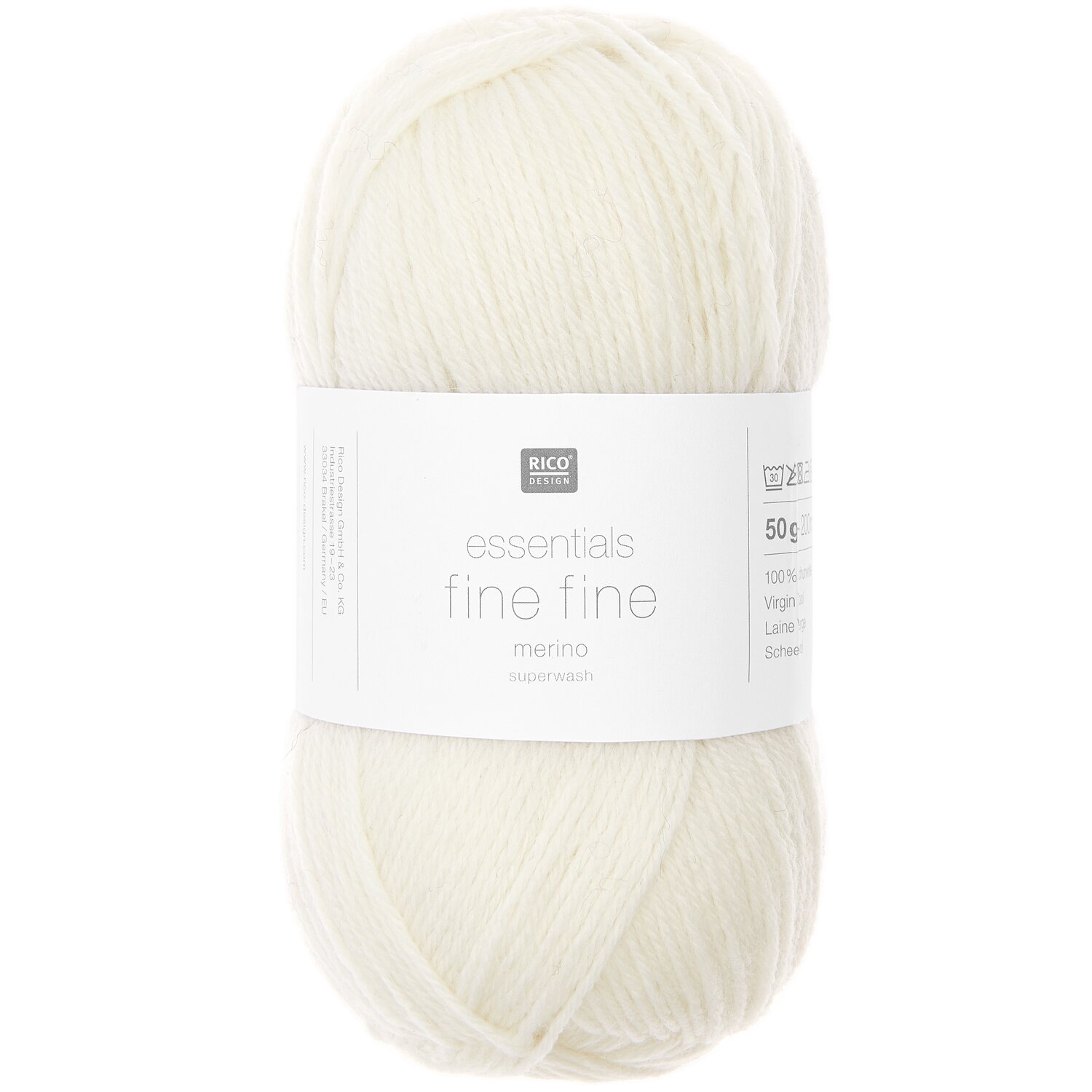 Essentials Fine Fine Merino 50g 200m Farbe Weiß von Rico Design