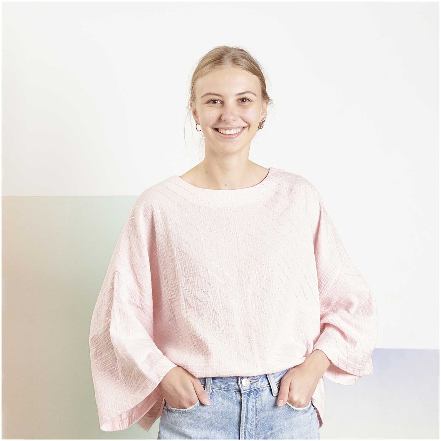 Stoffabschnitt Krinkelmusselin Streifen Rosa Stoffabschnitt Krinkelmusselin Streifen Rosa