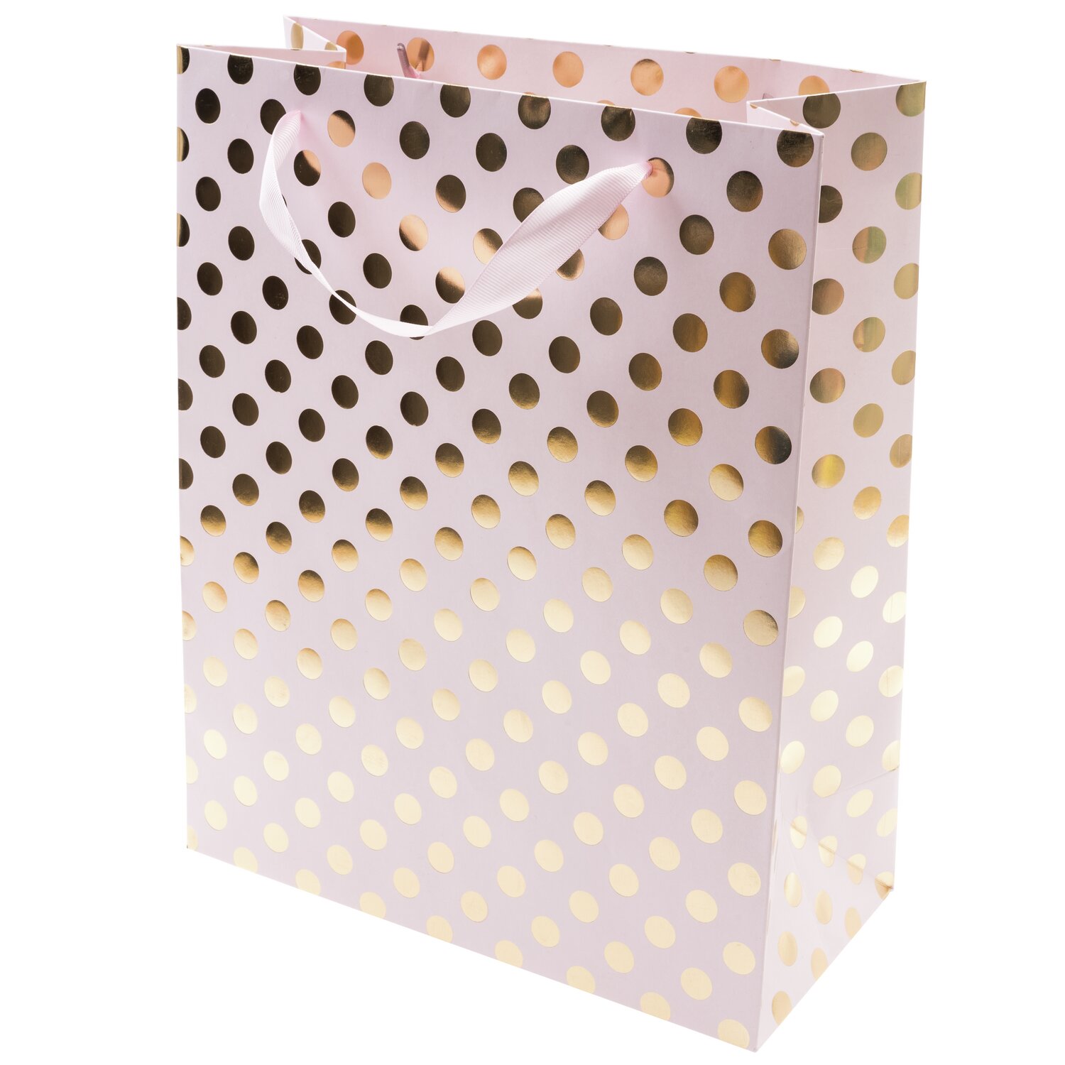 Geschenktüte rosa Punkte gold 26x32x12cm Geschenktüte rosa Punkte gold 26x32x12cm