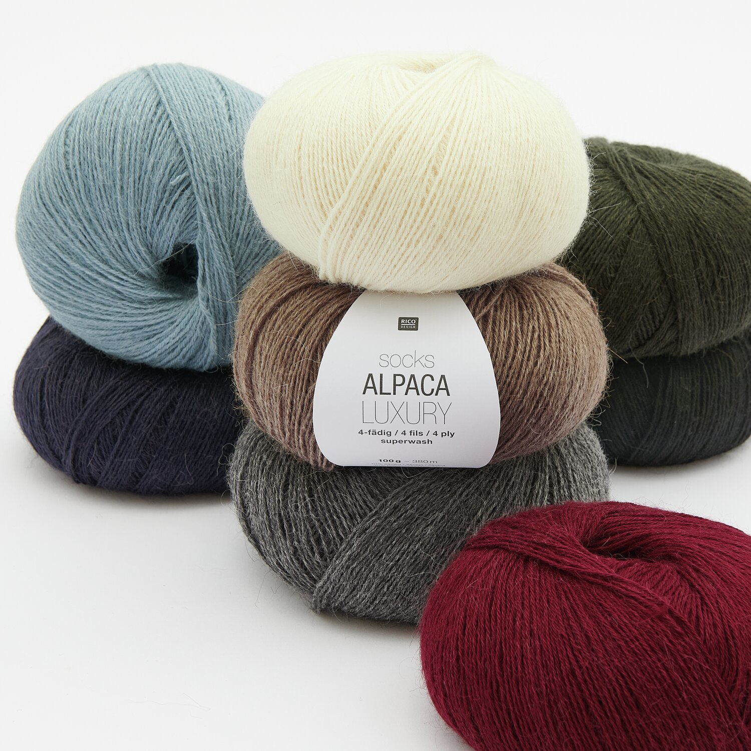 Socks Alpaca Luxury 4-fädig 100g 380m Farbe Creme von Rico Design