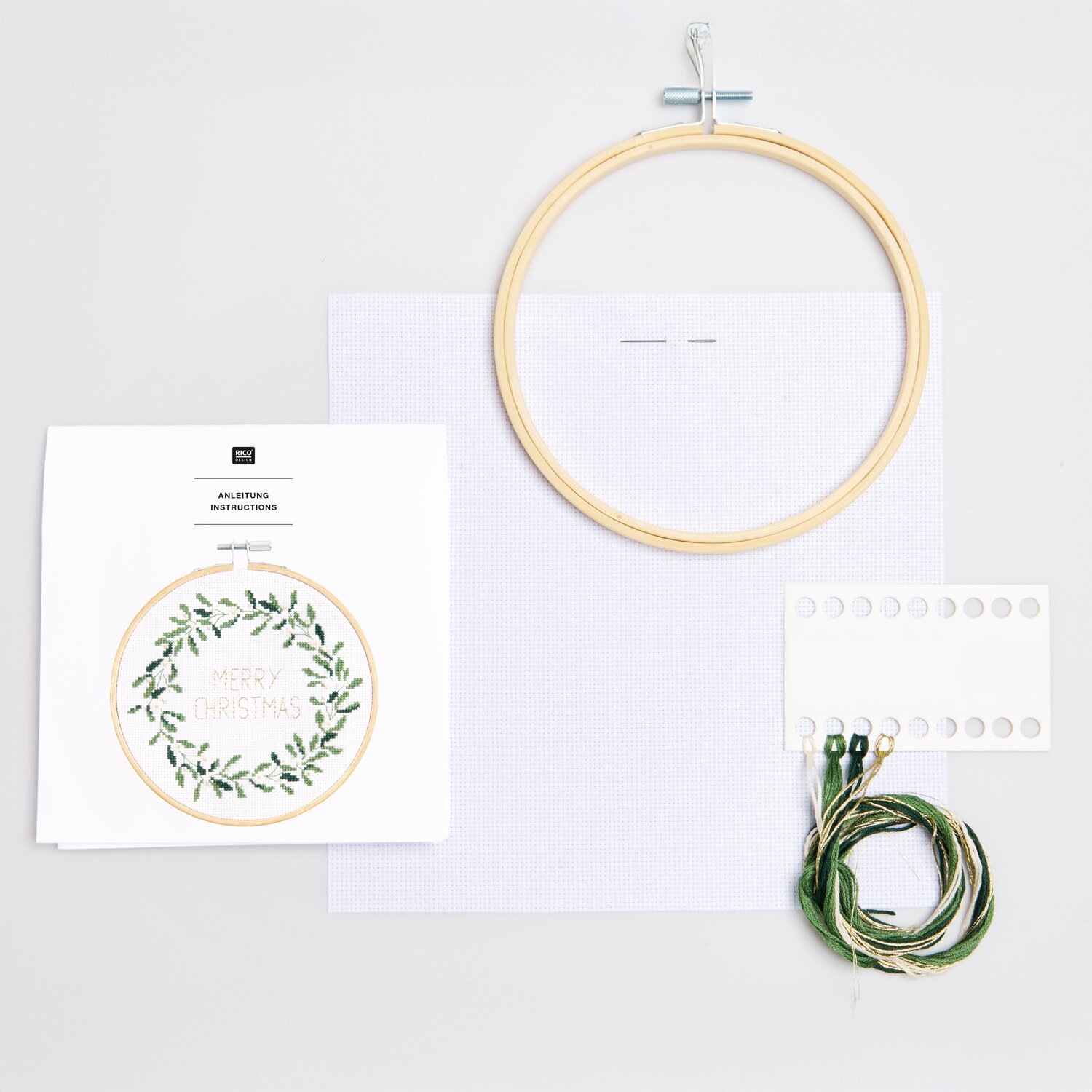 Stickpackung gezählter Kreuzstich Mistelkranz Merry Christmas von Rico Design