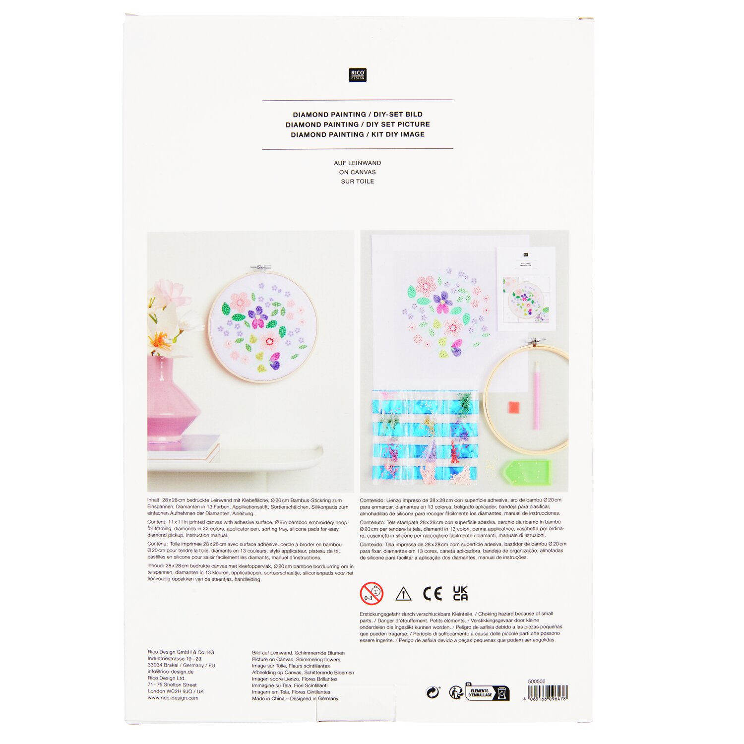 Diamond Painting DIY-Set Schimmernde Blumen 19-teilig Ø20cm von Rico Design