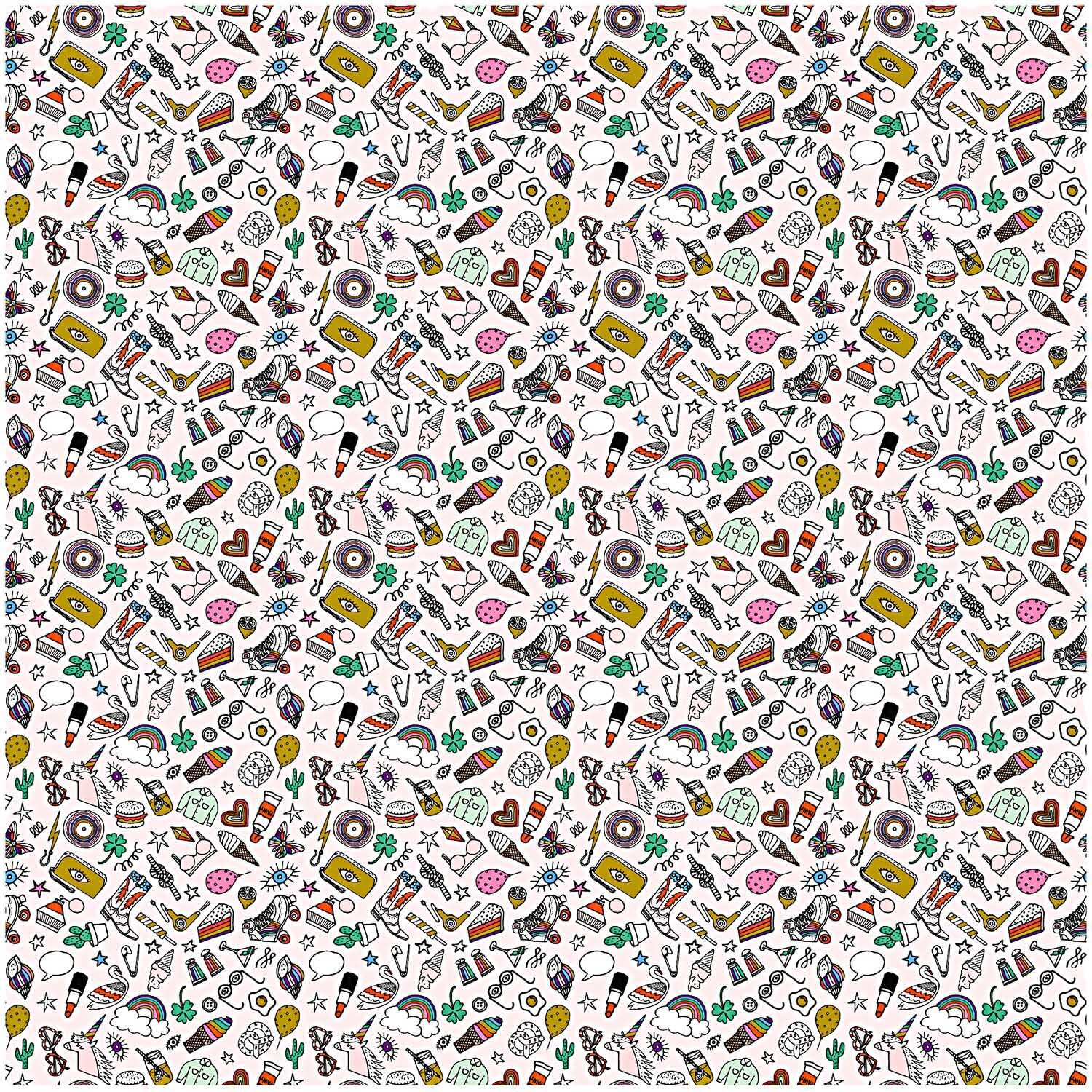 Stoff Icons rosa-mehrfarbig-gold 140cm
