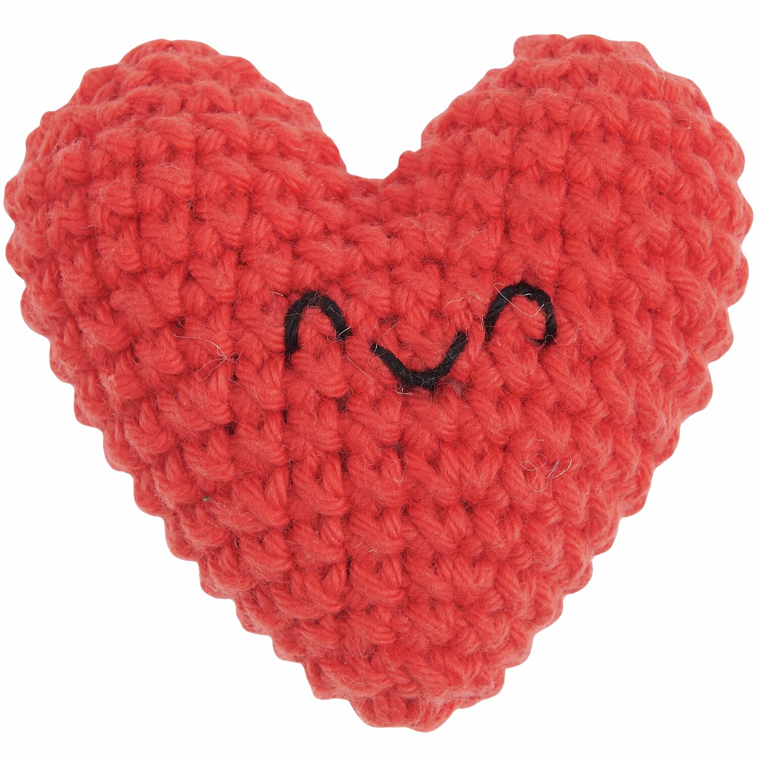 Ricorumi Häkelset Schlüsselanhänger - Chingu Sky: Rotes, gehäkeltes Herz mit lächelndem Gesicht, ideal als dekorativer Anhänger.