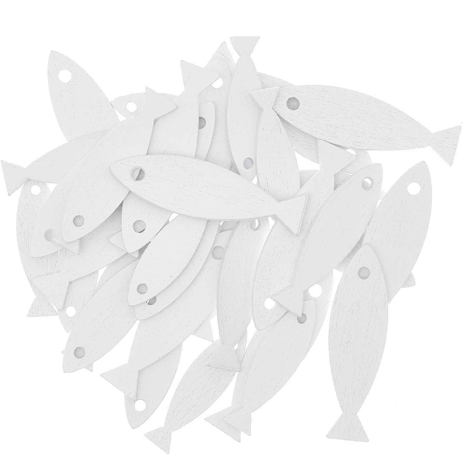 Holzstreu Fisch Mix weiß 36 Stück Holzstreu Fisch Mix weiß 36 Stück
