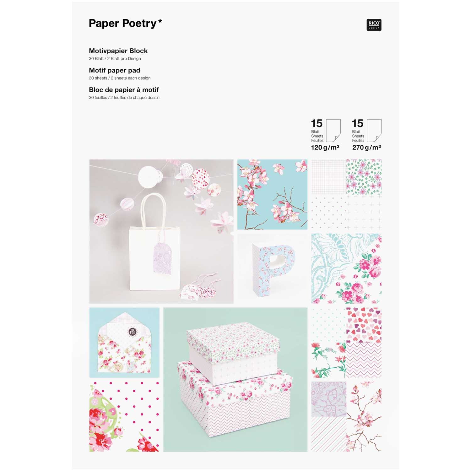 Paper Poetry Motivpapier Block Floral 21x30cm 30 Blatt Paper Poetry Motivpapier Block Floral 21x30cm 30 Blatt