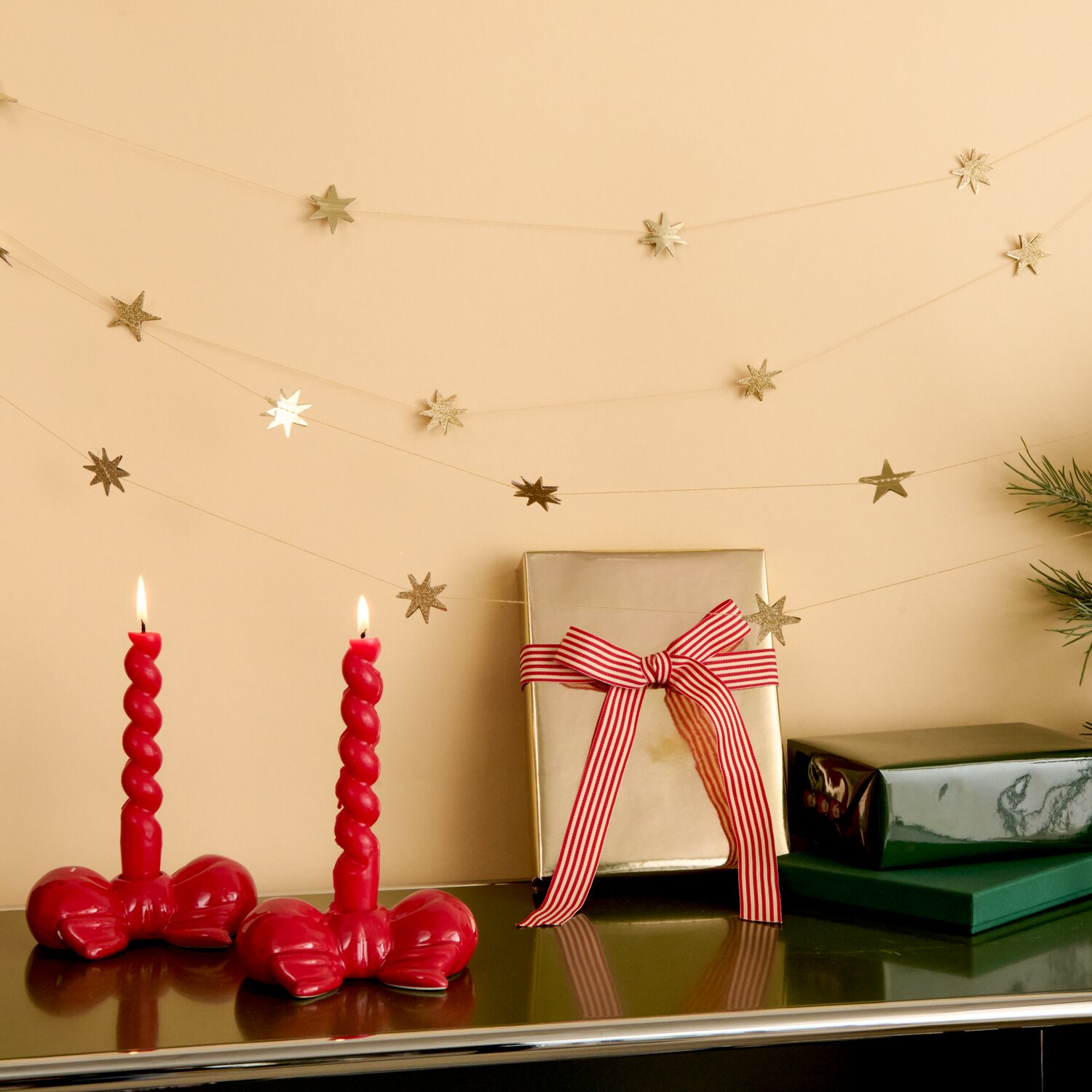 Genähte Girlande Advent Sterne Glitter Gold 5m von Rico Design
