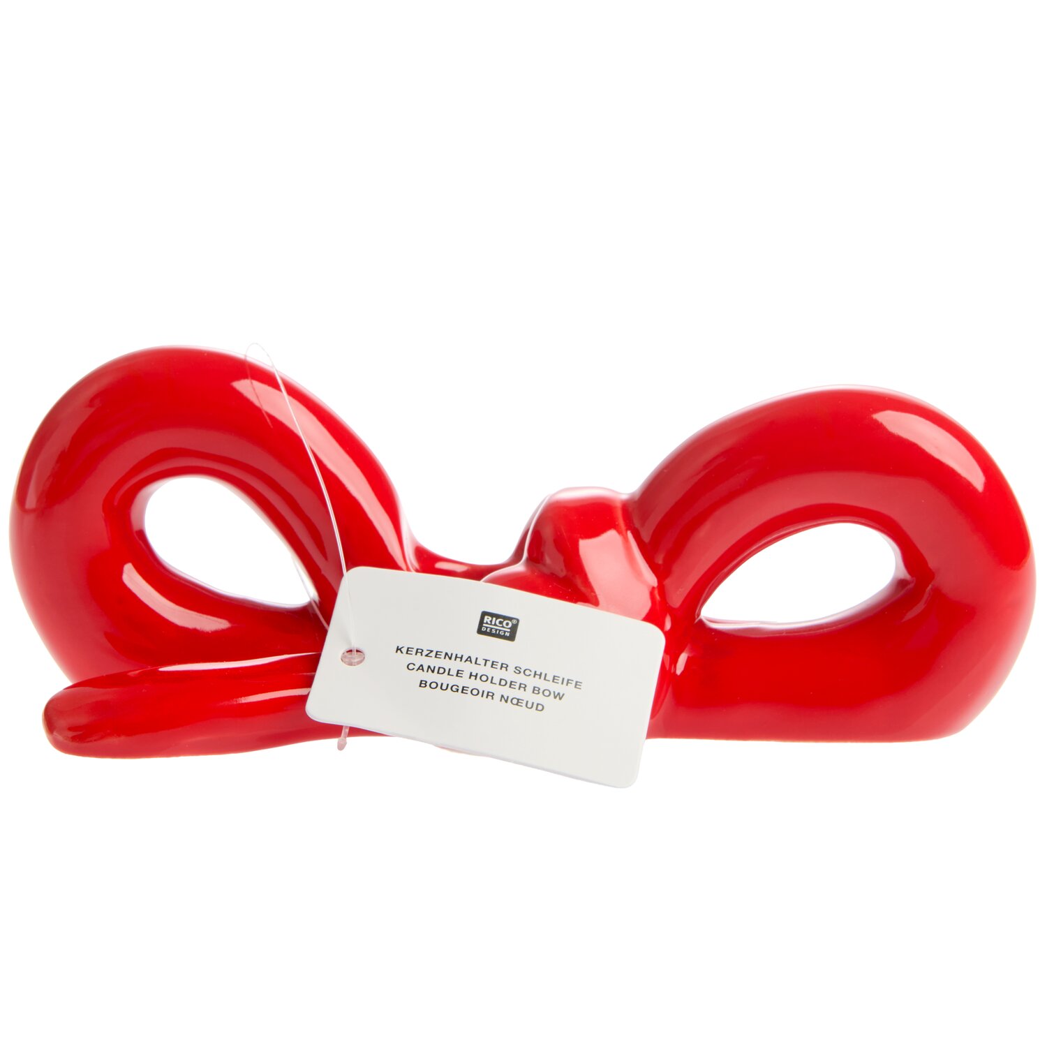 Keramik Kerzenhalter Schleife 18,2x6,6x7cm Farbe Rot von Rico Design