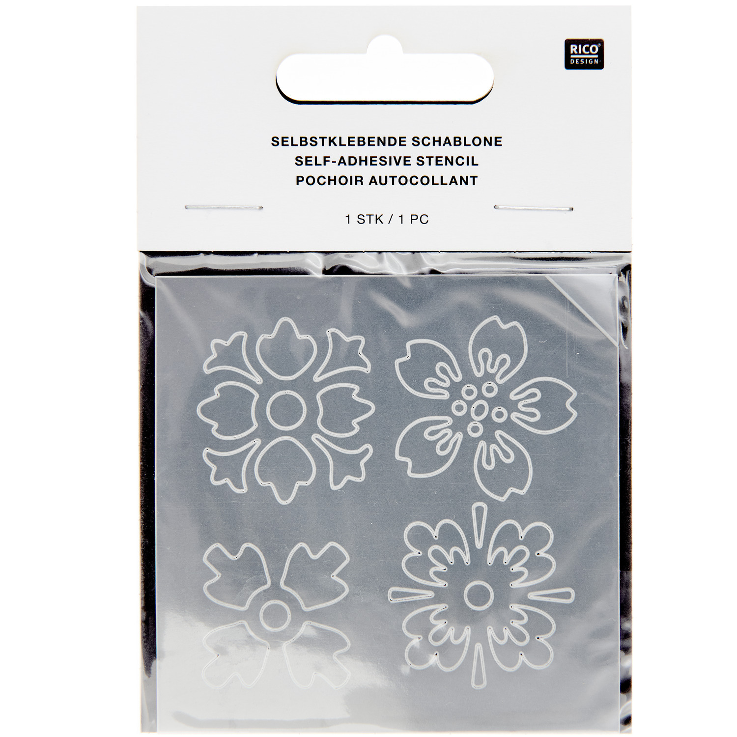 Schablone Blumen 7,5x7,5cm selbstklebend Schablone Blumen 7,5x7,5cm selbstklebend