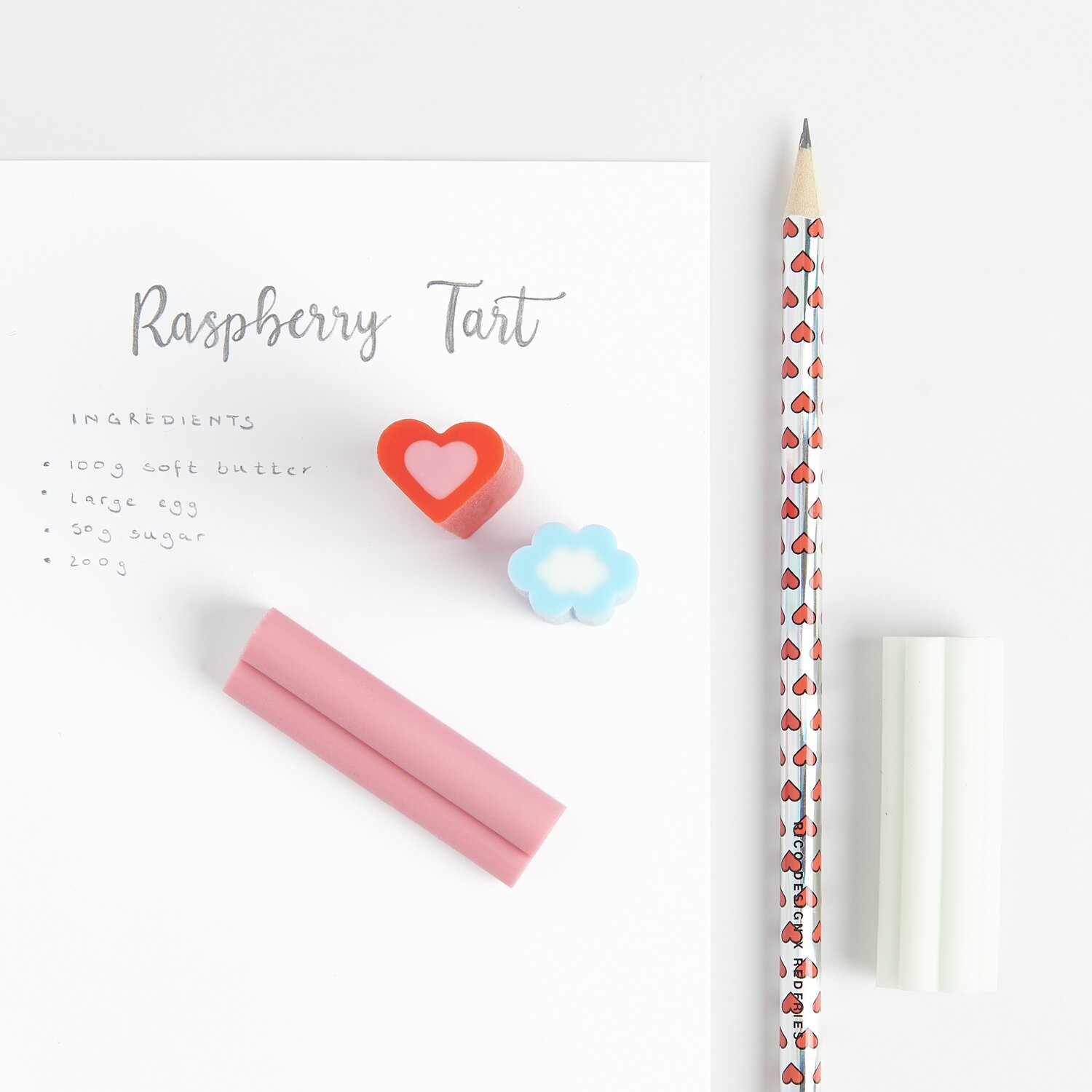 Rico Design x Redfries Radiergummi Herz Eye Candy 1,7x2,1x6cm Farbe Rosa/Grün von Rico Design