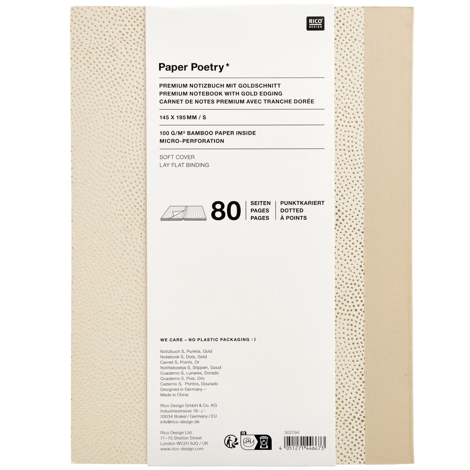 Paper Poetry Notizbuch Advent S Punkte Gold 14,5x19,5cm von Rico Design