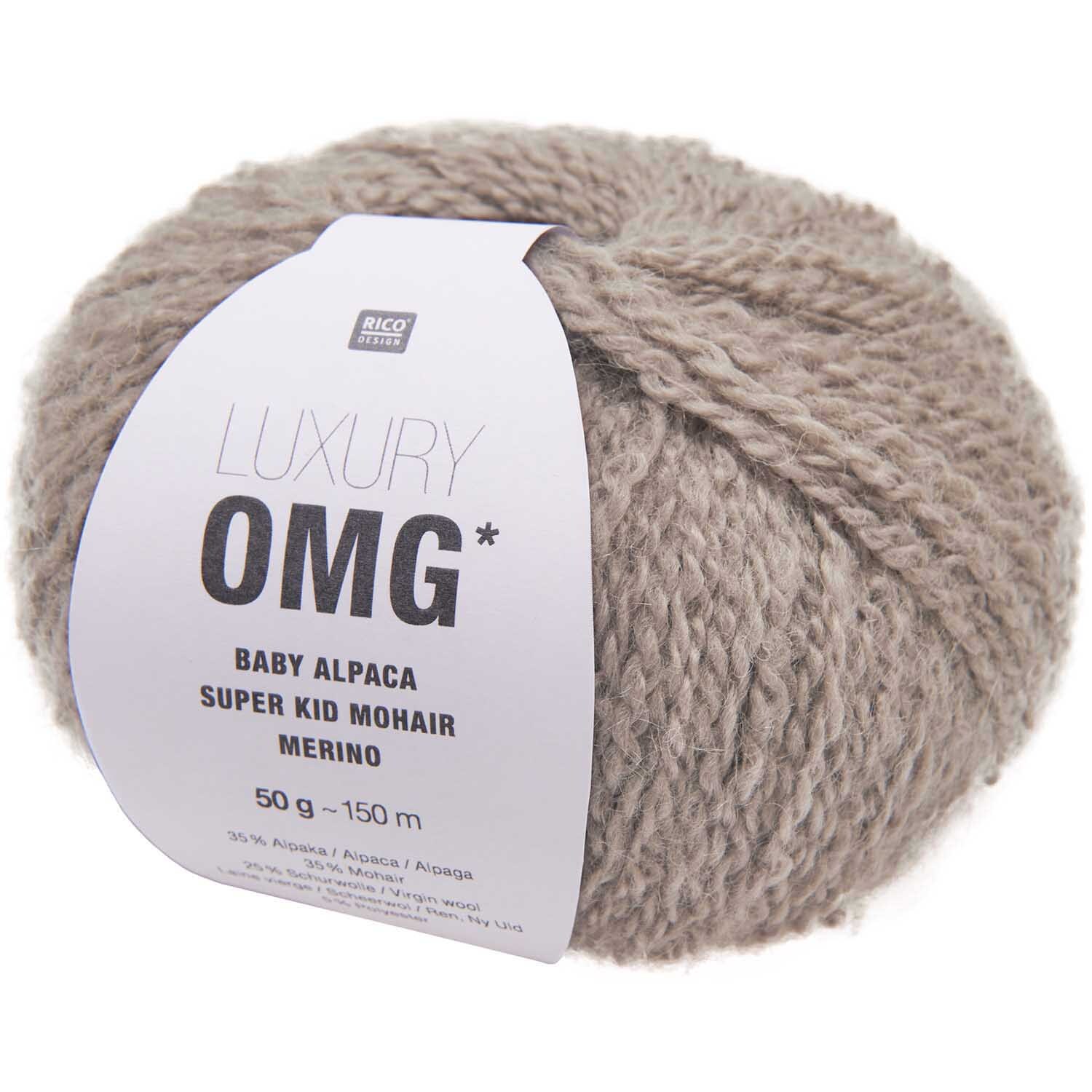 Luxury OMG Wolle in Taupe von Rico Design, 50g Knäuel, ideal für hochwertige Strickprojekte.