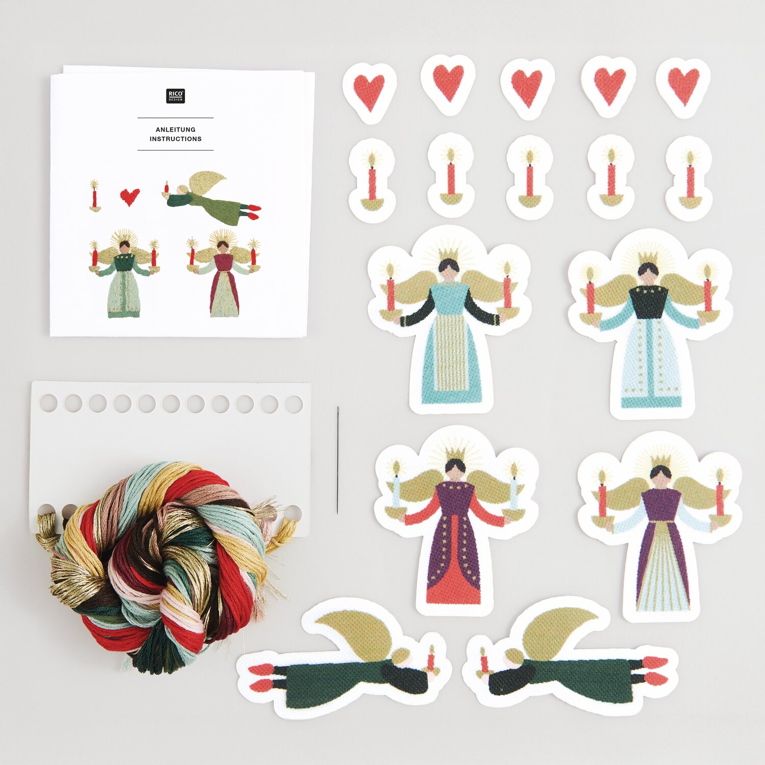 Stick & Stitch Stickpackung Engel mit Kerzen 16 Stück von Rico Design