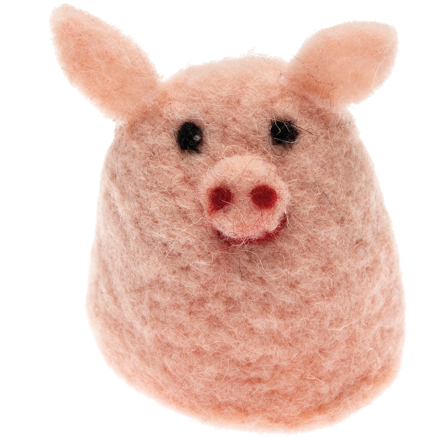 Eierwärmer Ferkel handgefilzt 9cm in Rosa, niedliches Design mit Ohren und Gesicht.