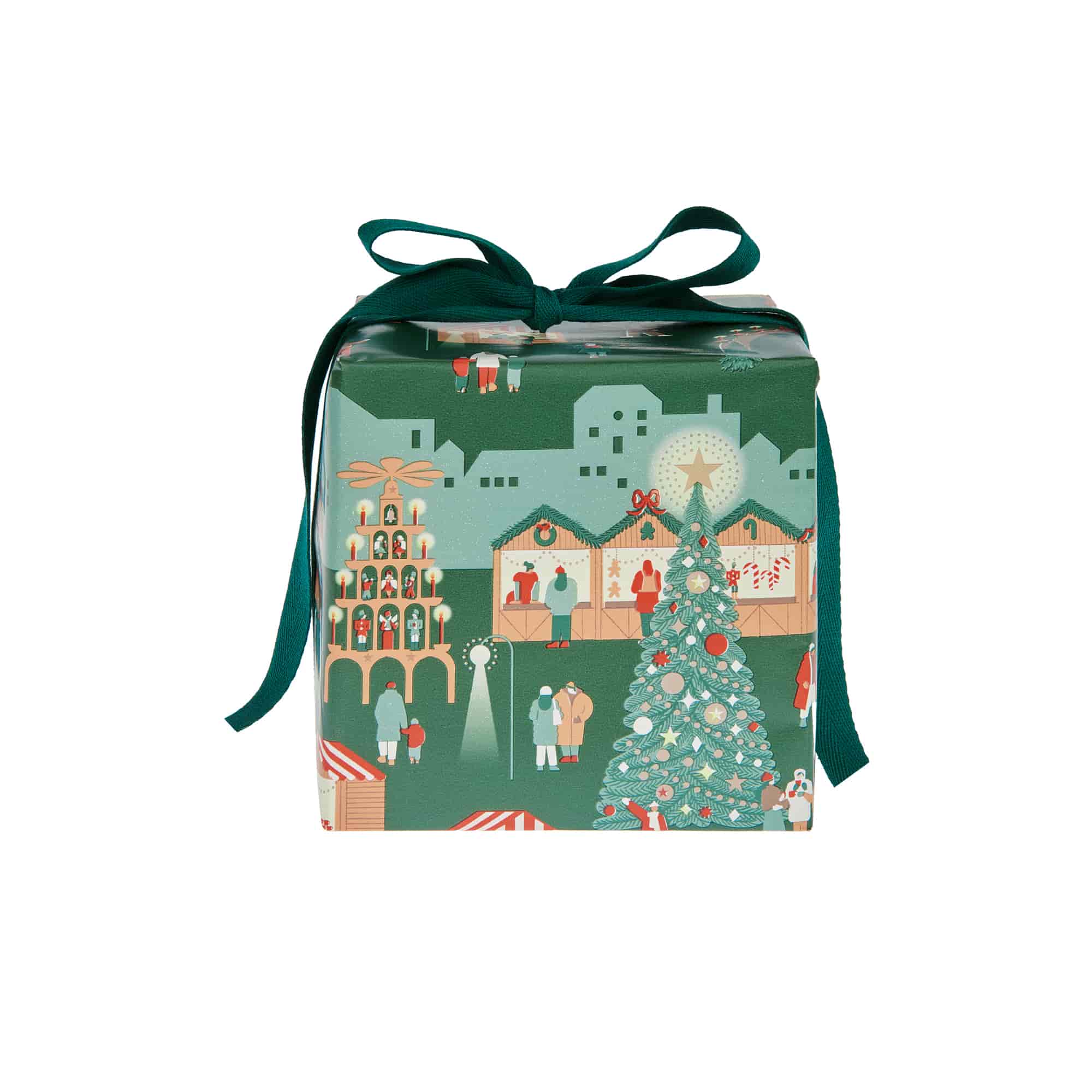 Verpacktes Geschenk in weihnachtlichem Geschenkpapier