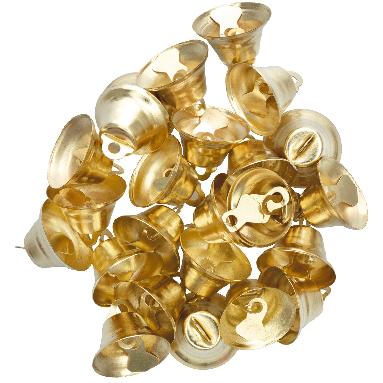 Metallglöckchen goldfarbig, ideal für Bastelprojekte. Glänzende Oberfläche, vielseitig einsetzbar.
