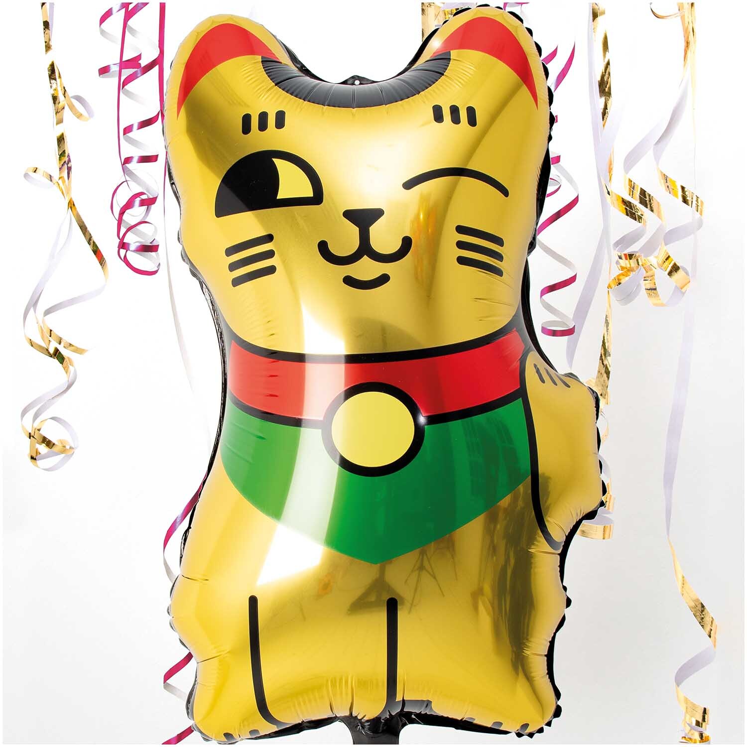 Folienballon Winkekatze gold 36x70cm Folienballon Winkekatze gold 36x70cm