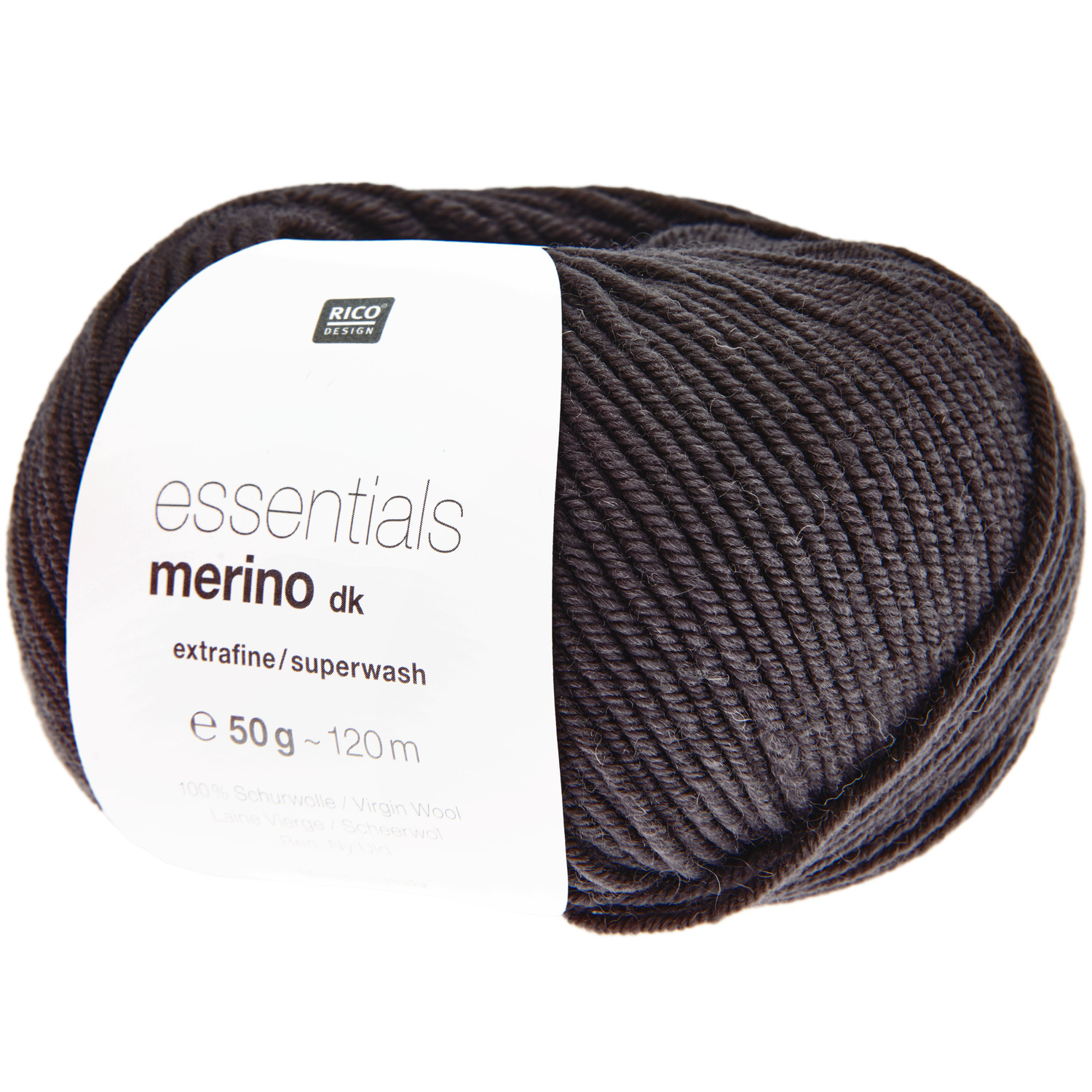 Essentials Merino dk: Weiches Garn in Schiefer von Rico Design, 50g Knäuel mit 120m Länge. Ideal für hochwertige Strickprojekte.