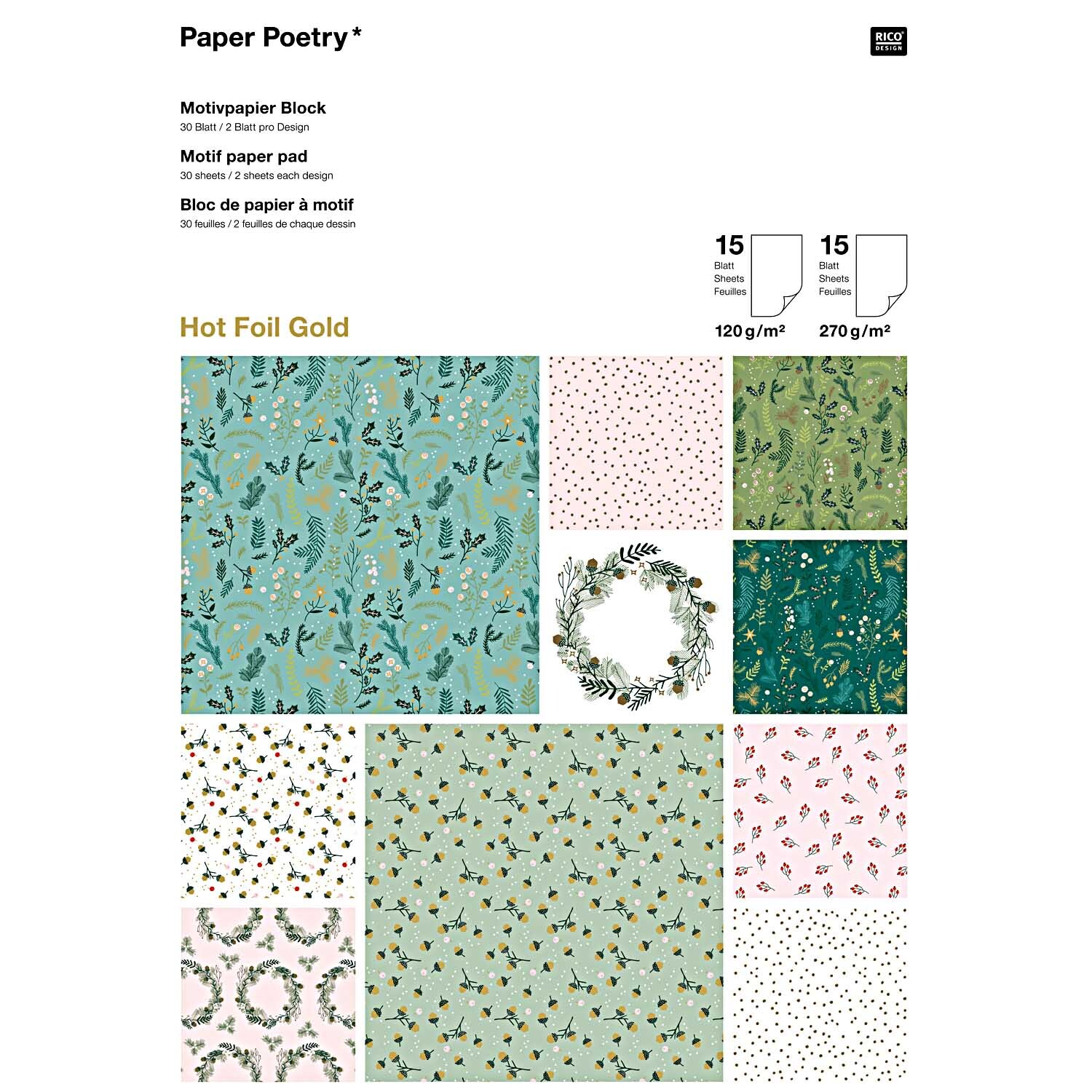 Paper Poetry Motivpapier Block Classical Christmas 21x29,5cm 30 Blatt Paper Poetry Motivpapier Block Classical Christmas 21x29,5cm 30 Blatt