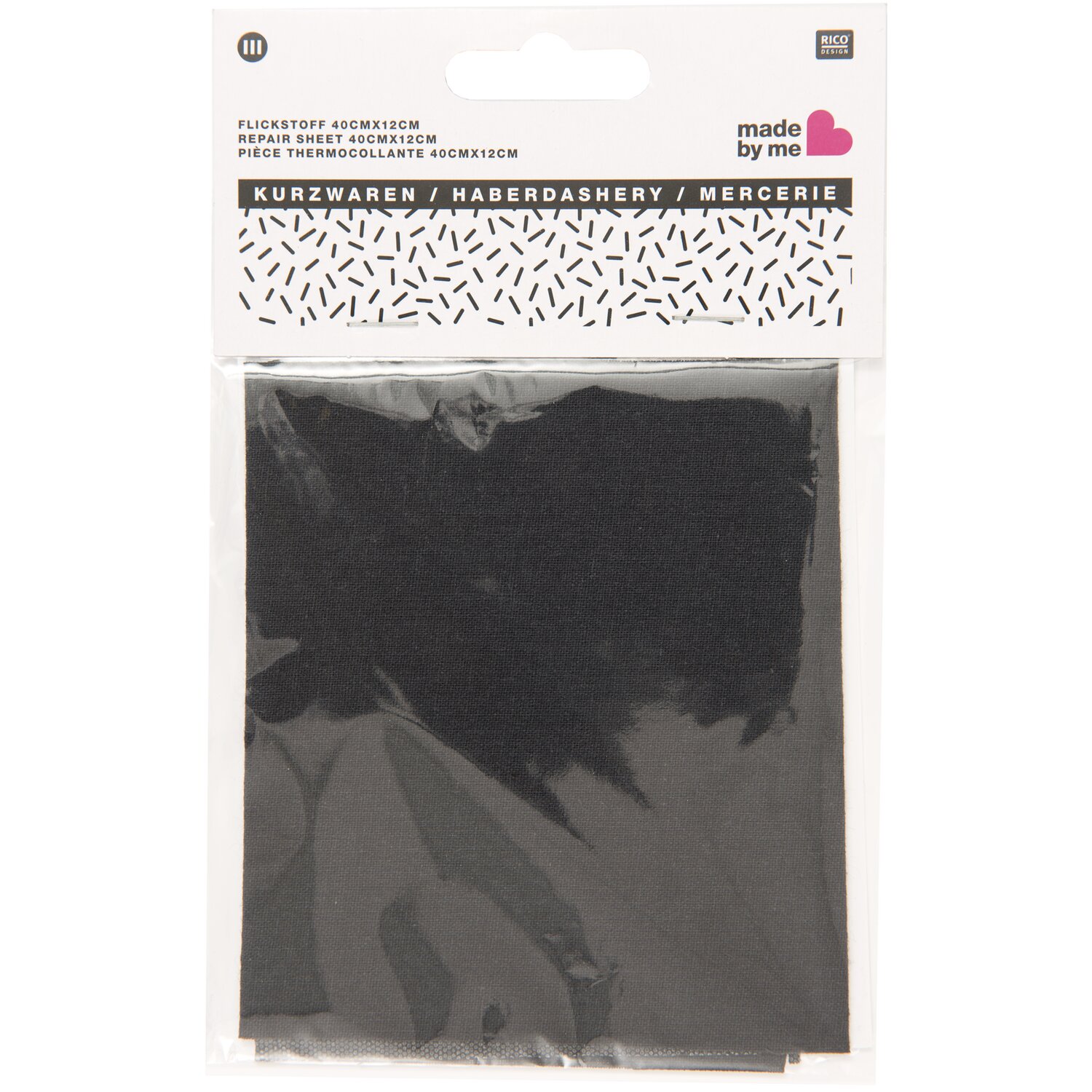 Flickstoff schwarz 40x12cm von Rico Design