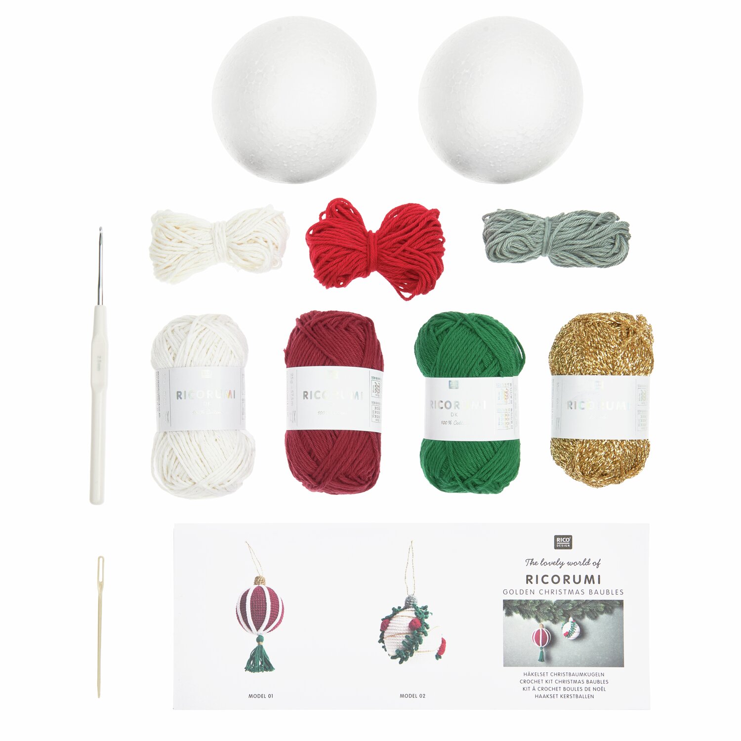 Ricorumi Häkelset Christbaumkugeln Gold 2 Stück von Rico Design