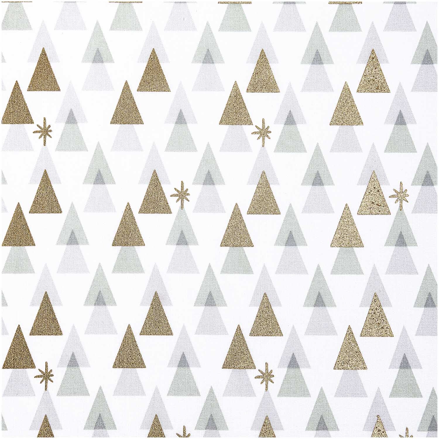 Druckstoff grafische Tanne weiß-gold 50x140cm Druckstoff grafische Tanne weiß-gold 50x140cm