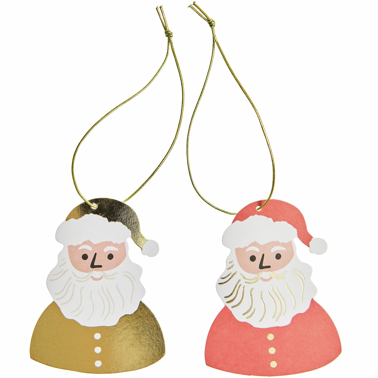 Paper Poetry Geschenkanhänger Weihnachtsmann, 8 Stück. Zwei Anhänger mit Weihnachtsmann-Motiv in Gold und Rot, von Rico Design.