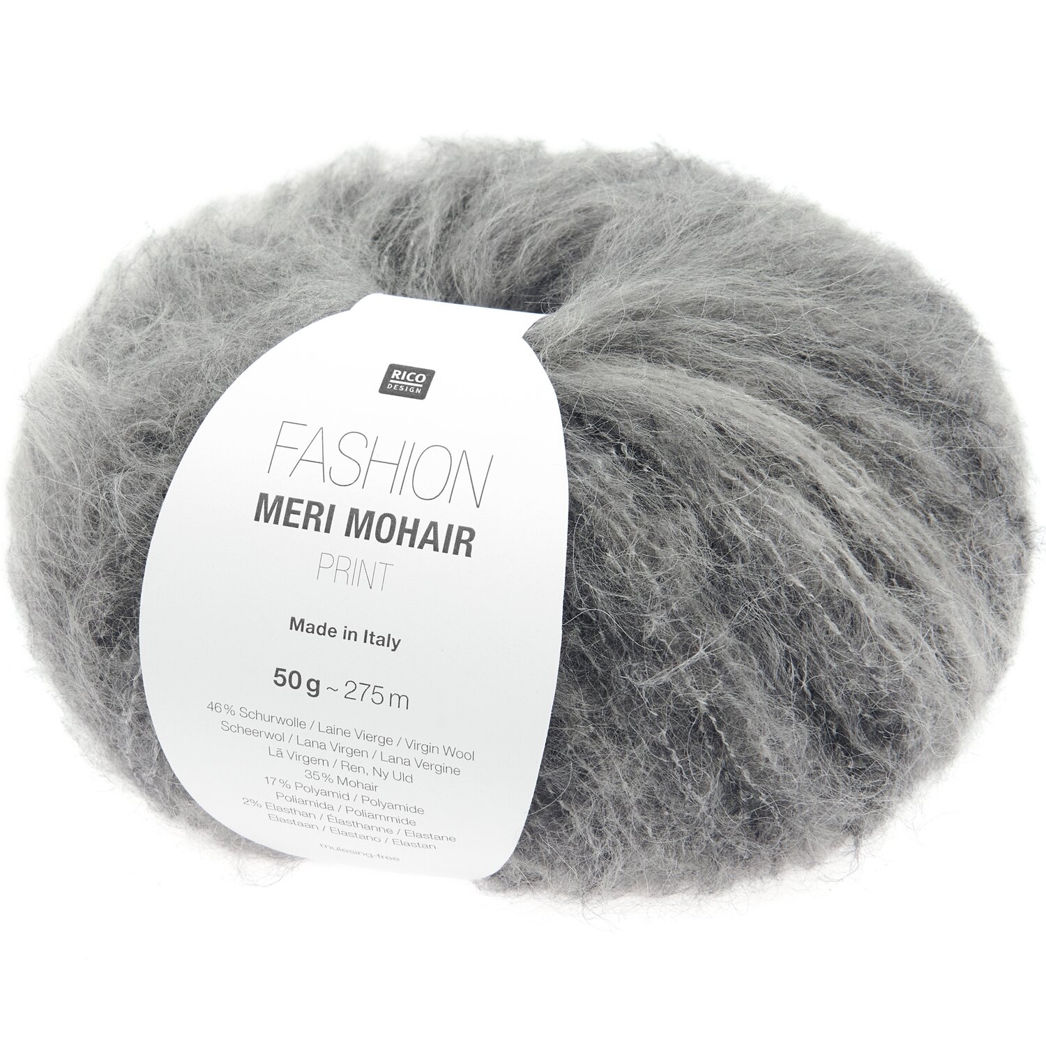 Fashion Meri Mohair Print 50g 275m Farbe Stone Grey von Rico Design