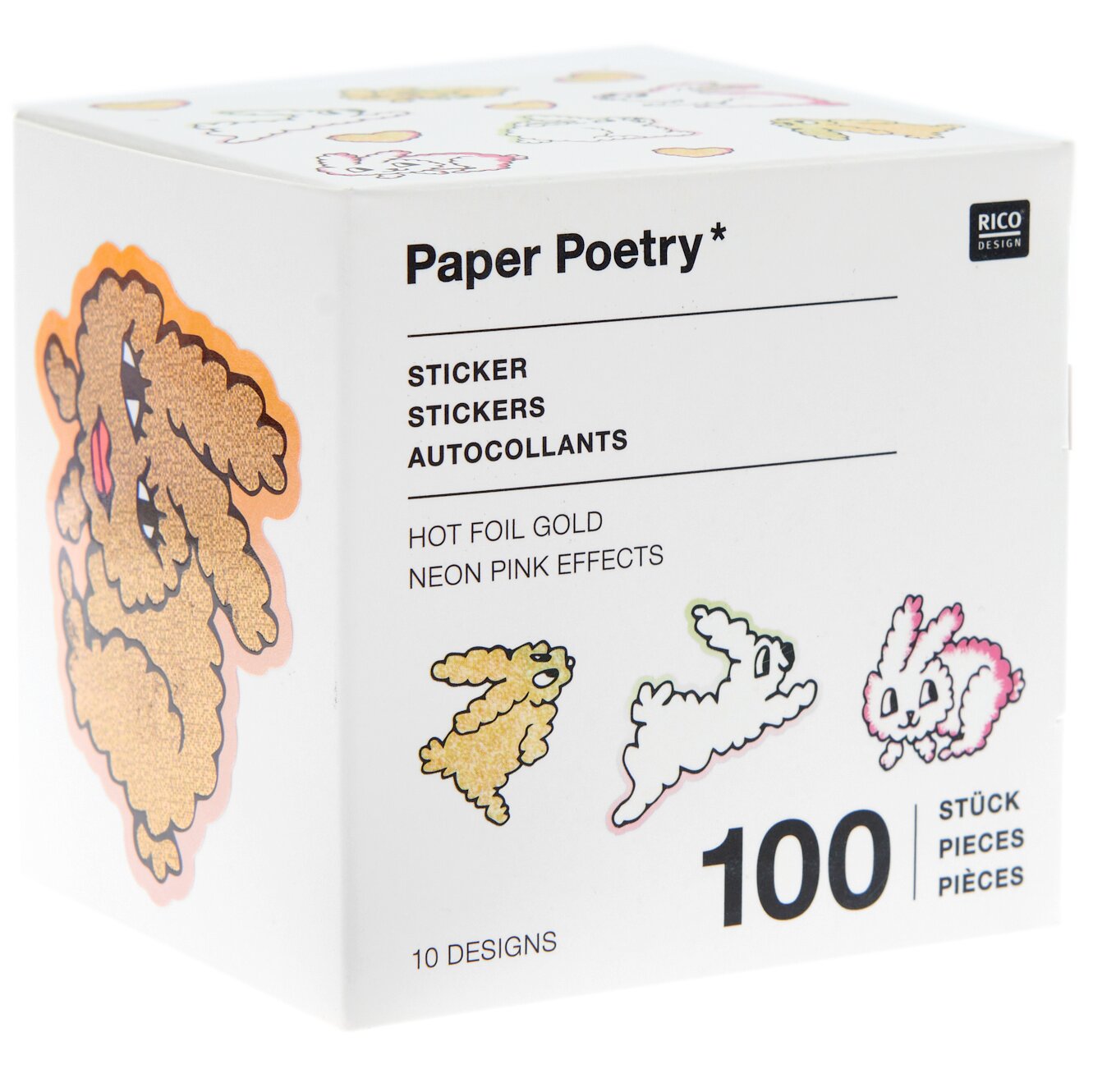 Paper Poetry Sticker Futschikato Hasen auf der Rolle Ø5cm 100 Stück von Rico Design