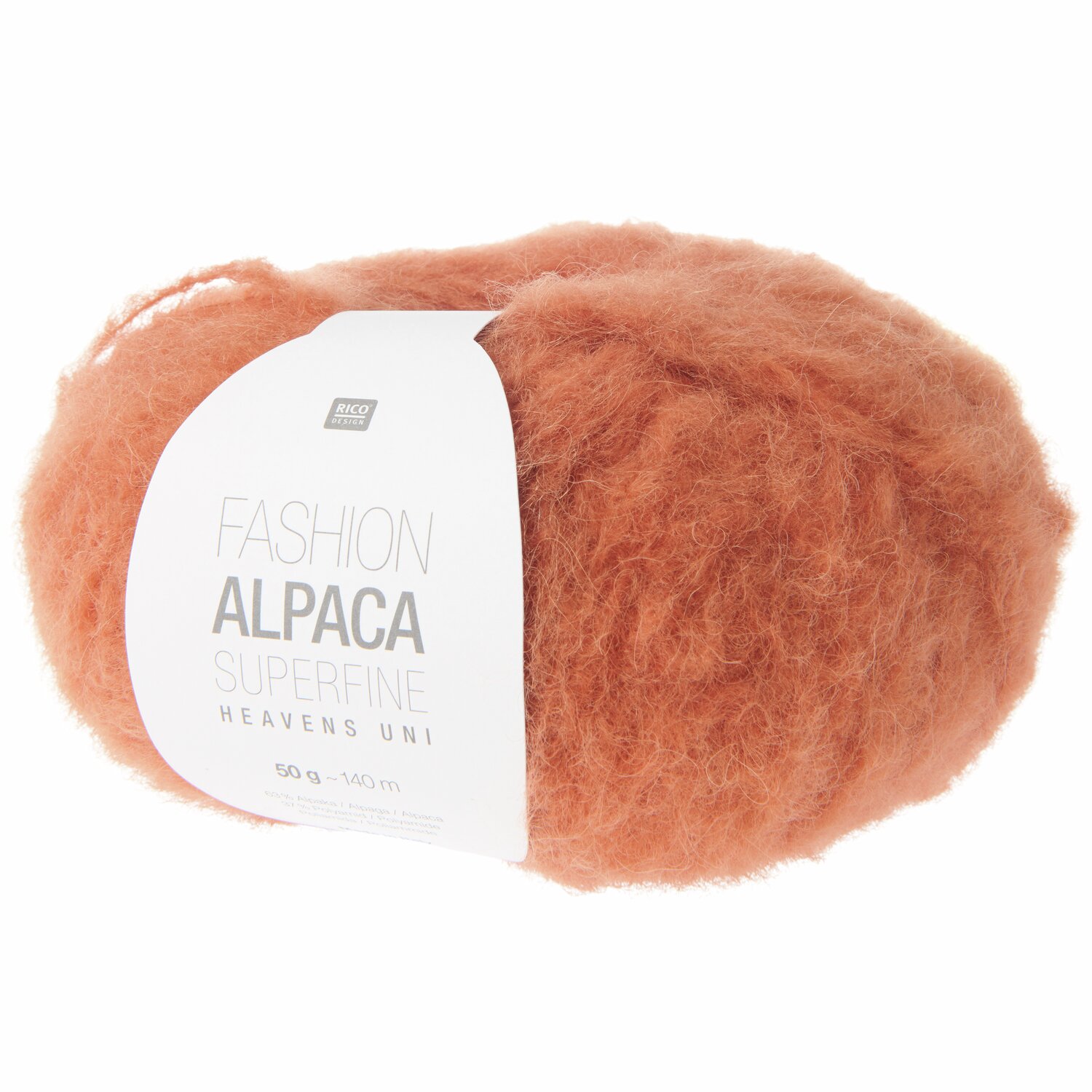Fashion Alpaca Superfine Heavens Uni: Weiches, orangefarbenes Garn von Rico Design, 50g, 140m. Ideal für Strickprojekte.