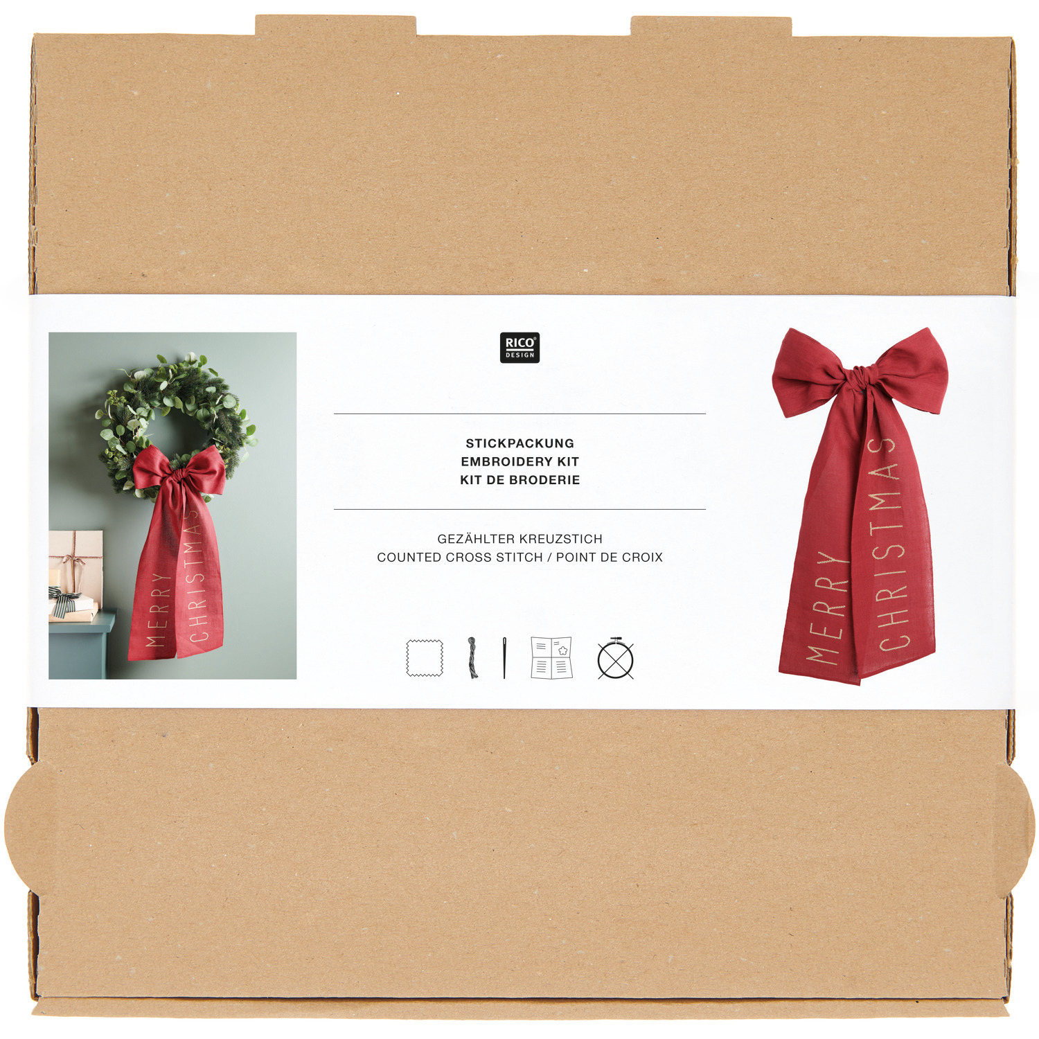 Stickpackung Schleife Merry Christmas Stickpackung Schleife Merry Christmas