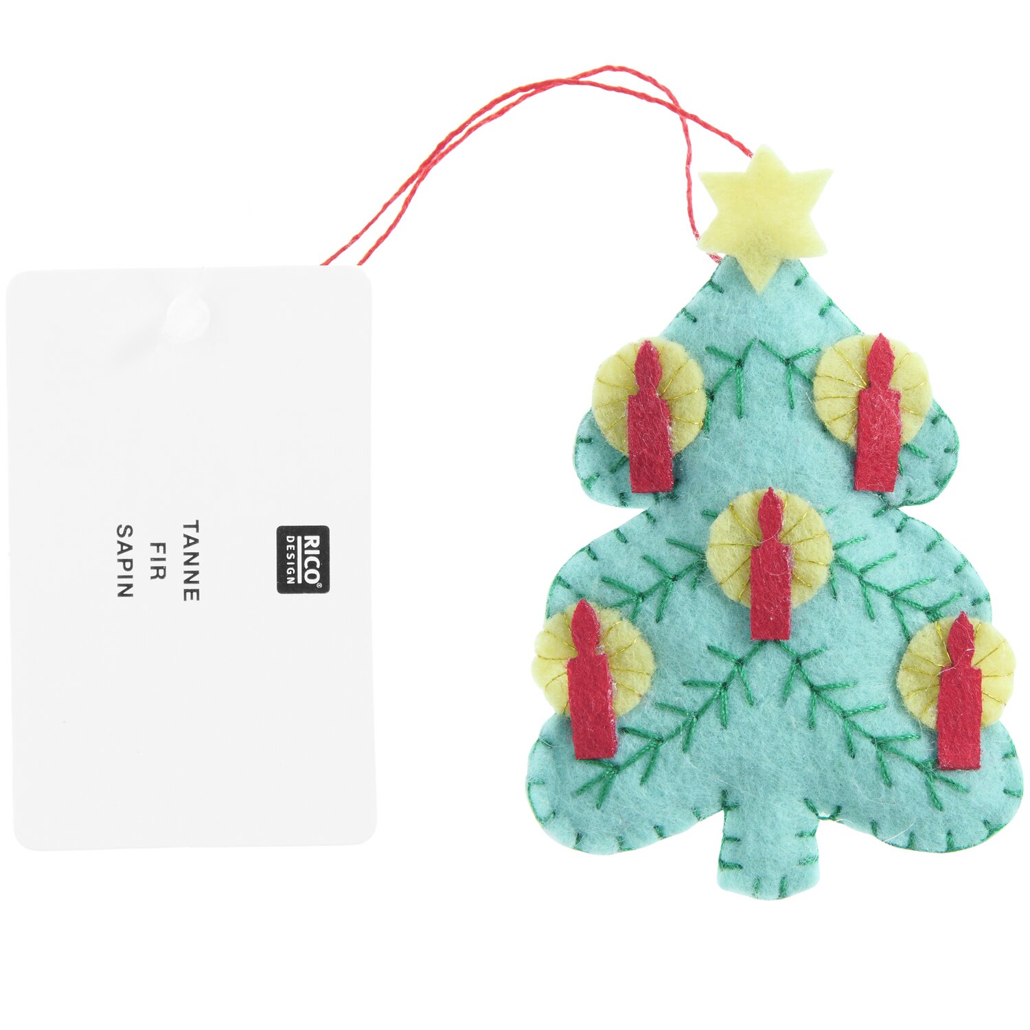 Aufhänger Filz-Tanne mit Kerzen Mint 8x5,5x1,6cm von Rico Design