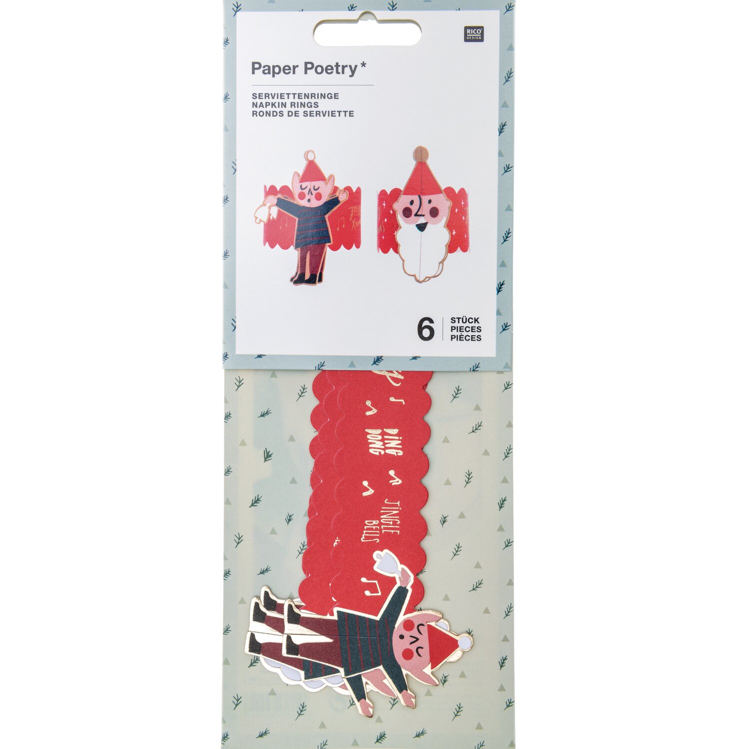 Paper Poetry Serviettenringe Jolly Christmas Classic 6 Stück von Rico Design