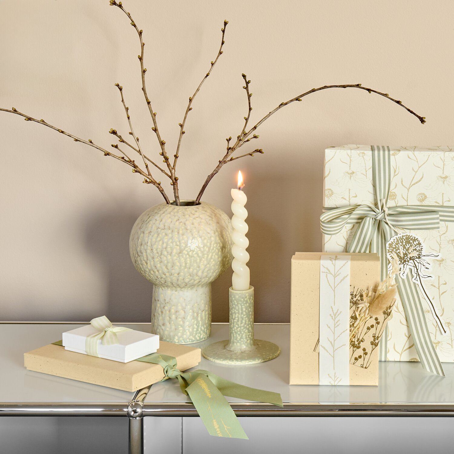 Porzellan Vase Beige 21x15x15cm von Rico Design