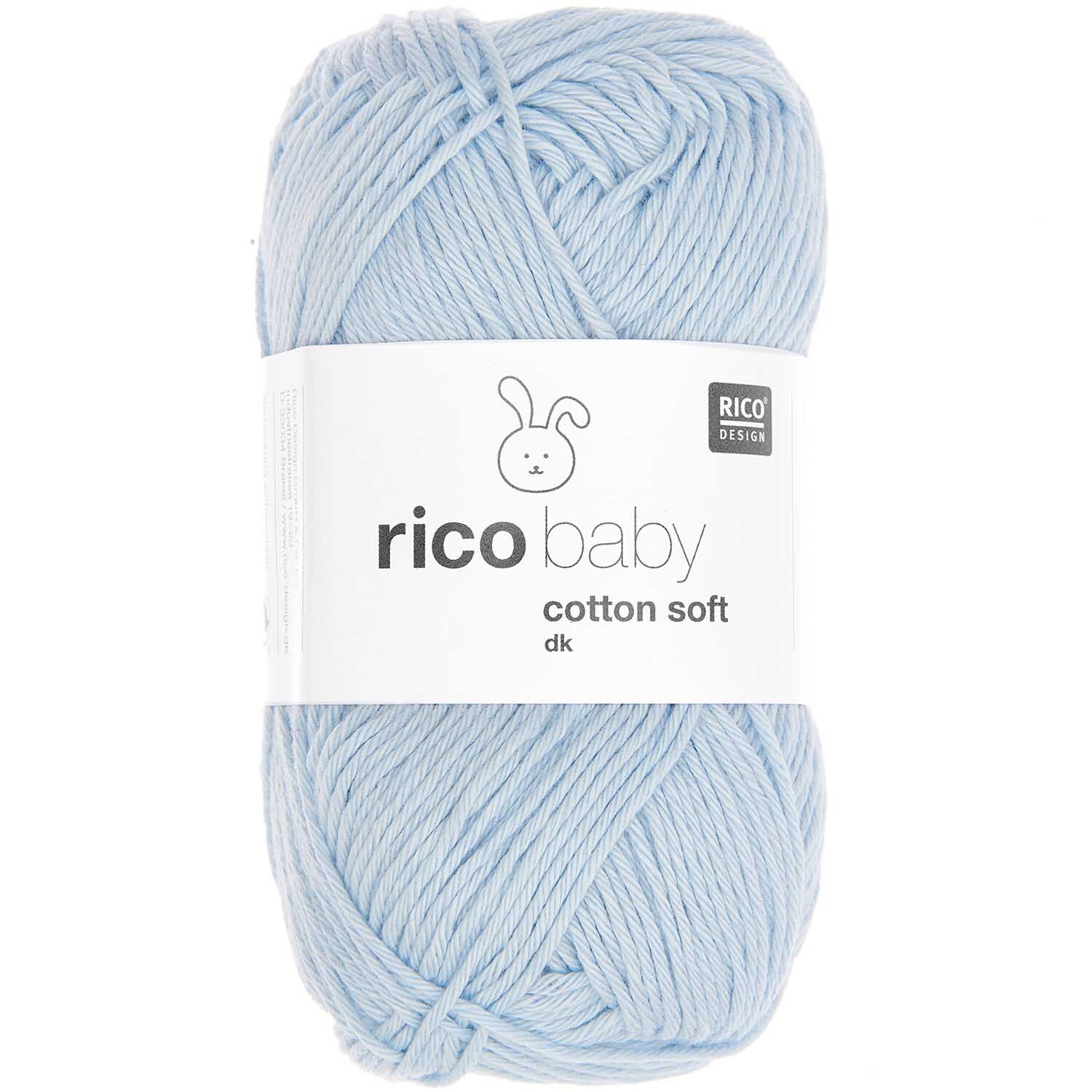 Rico Baby Cotton Soft dk 50g 125m Farbe Hellblau von Rico Design Rico Baby Cotton Soft dk: Hellblaues Garnknäuel von Rico Design, ideal für weiche Babyprojekte.