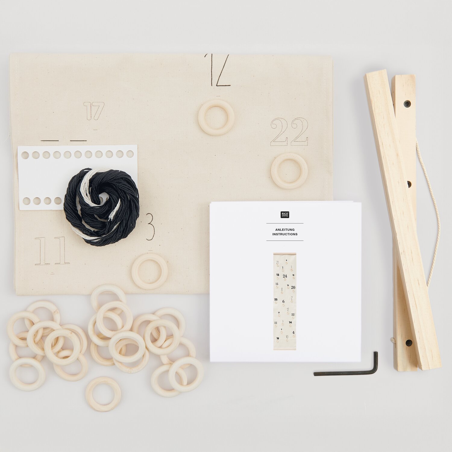 Stickpackung Adventskalender Zahlen vorgezeichnet 30x124cm von Rico Design