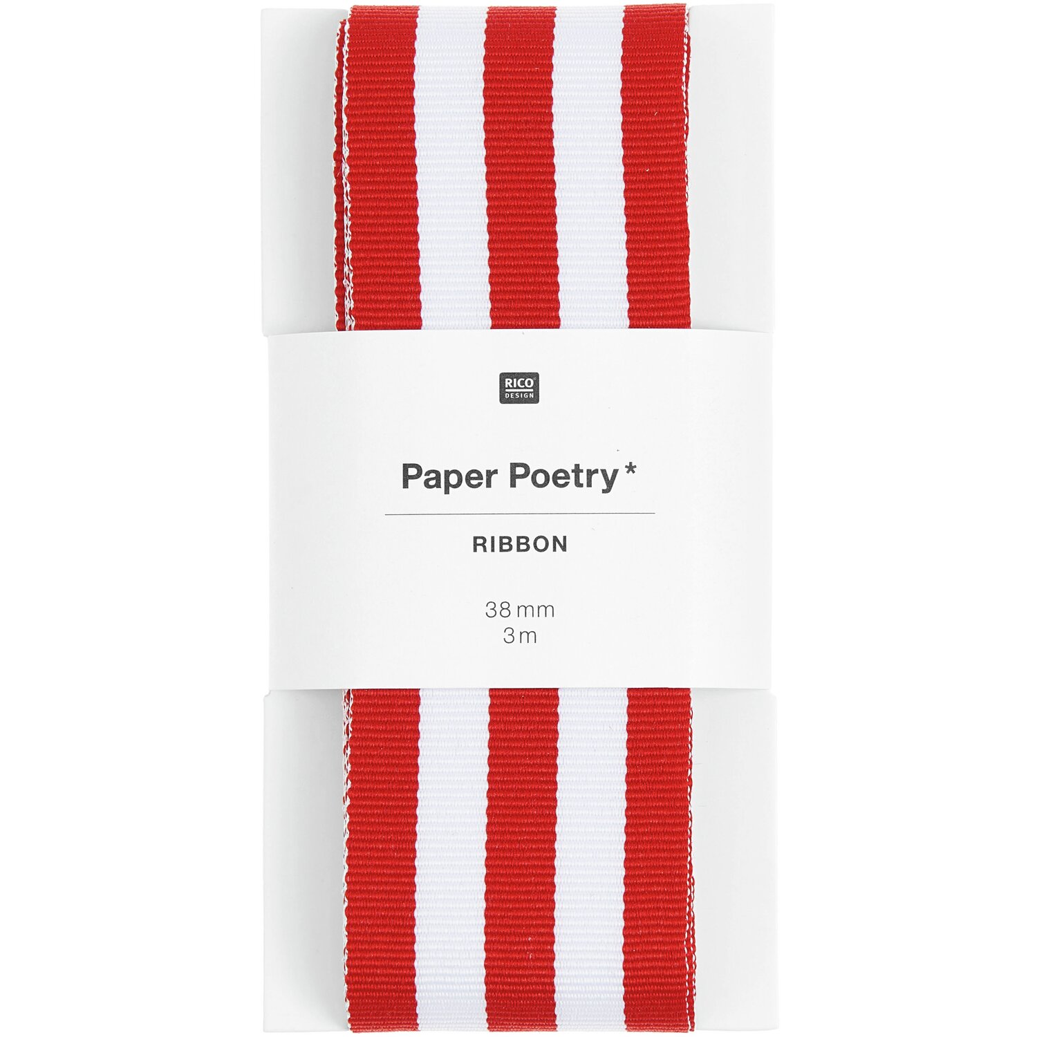 Paper Poetry Webband Duo Streifen Rot/Weiß 38mmx3m von Rico Design