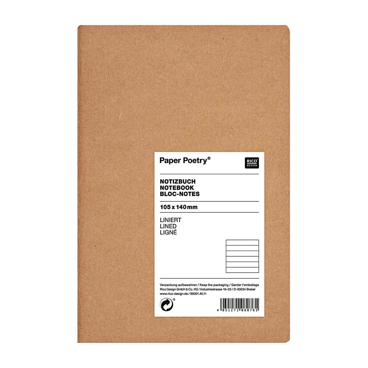 Paper Poetry Notizbuch weiß A6 Kraftpapier liniert Paper Poetry Notizbuch weiß A6 Kraftpapier liniert