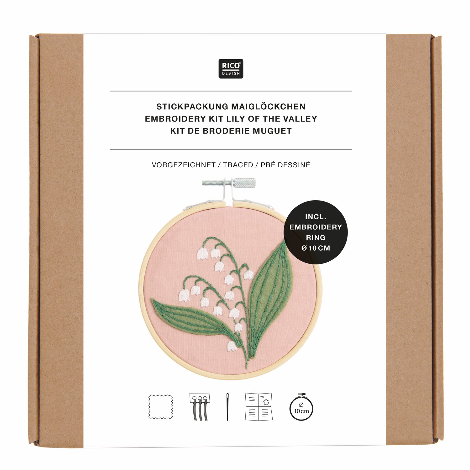 Stickpackung Vorgezeichnet Maiglöckchen Ø10cm von Rico Design