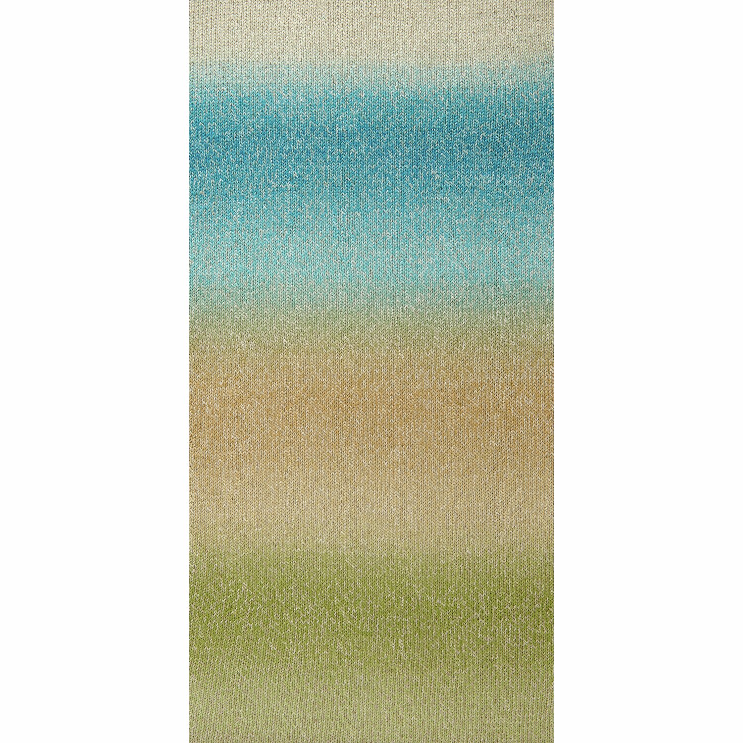 Creative Cotton Linen Cake, Farbverlauf in Blau, Beige und Grün, 200g 480m, ideal für Strickprojekte.