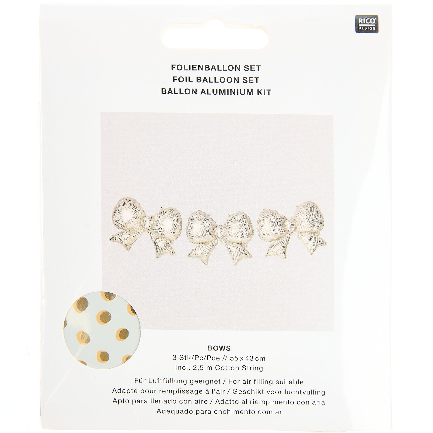 Folienballon Set Advent Schleifen Creme/Gold 3 Stück von Rico Design
