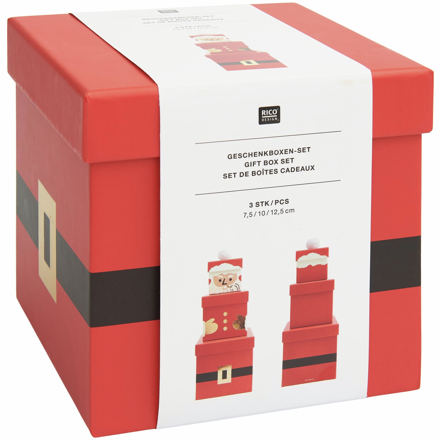 Geschenkboxen-Set Weihnachtsmann 4-teilig von Rico Design