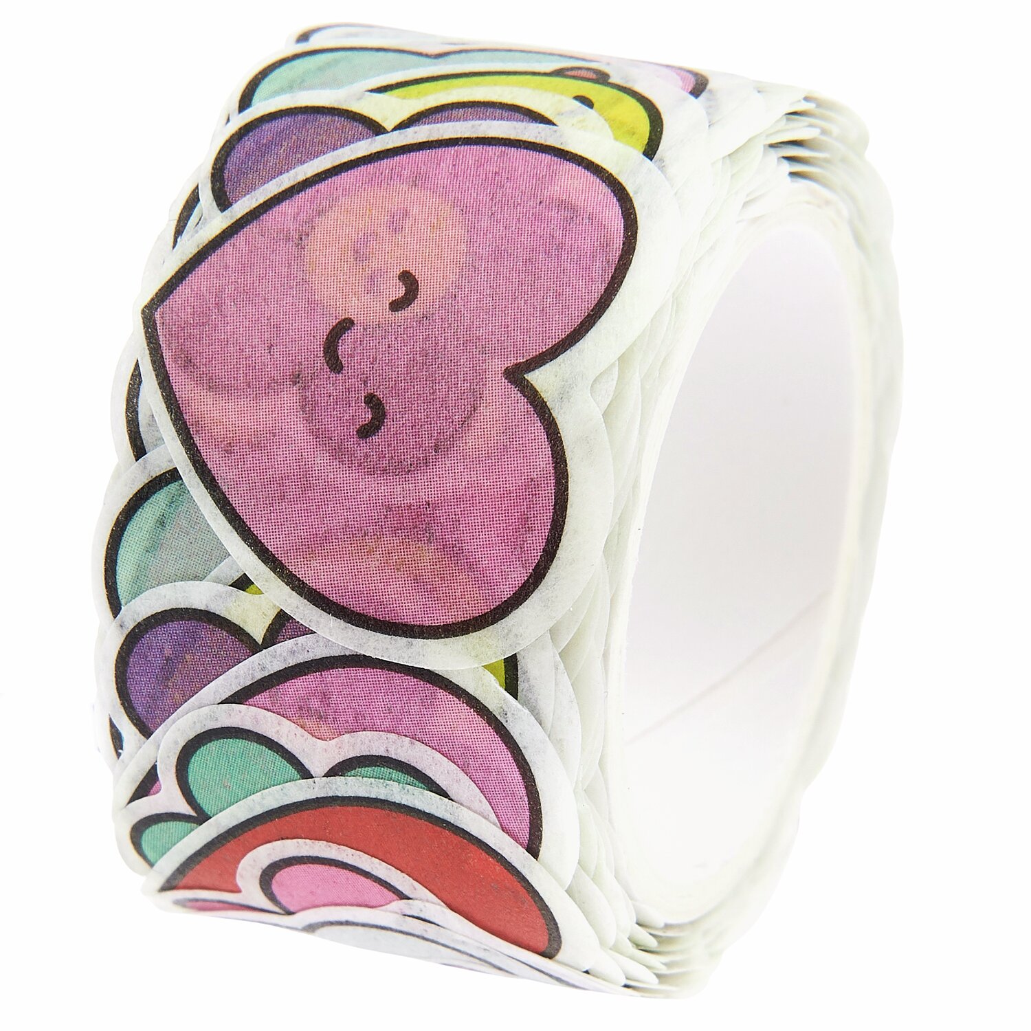 Paper Poetry Washi Sticker Chingu, 200 Stück, bunte Herz- und Regenbogenmotive auf Rolle. Ideal für kreative Bastelprojekte und Dekorationen.